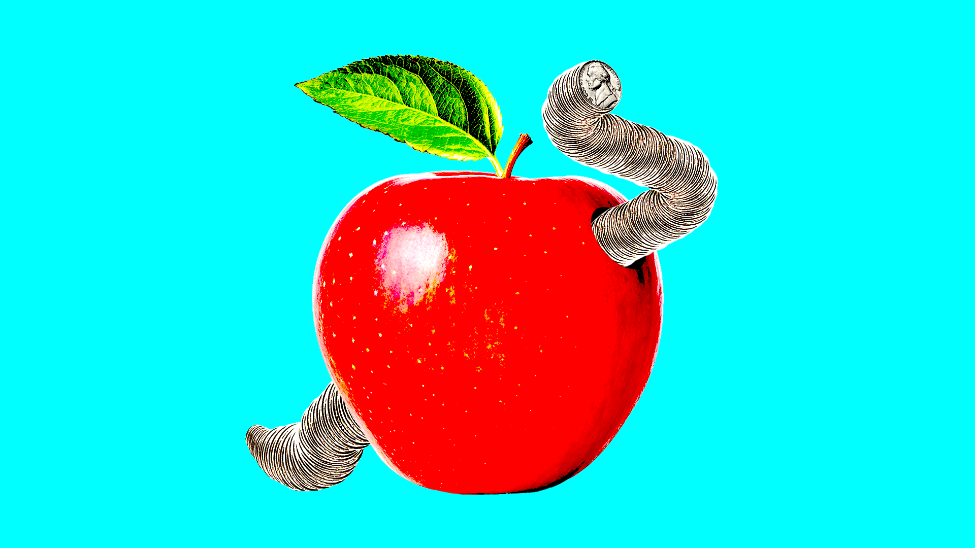 Red apple with worm in it