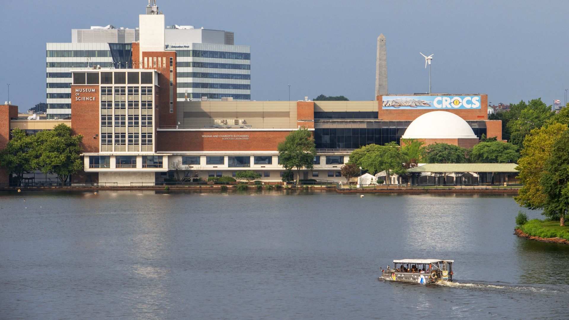Boston Museum of Science seen from a duck tour on the Charles River in Boston