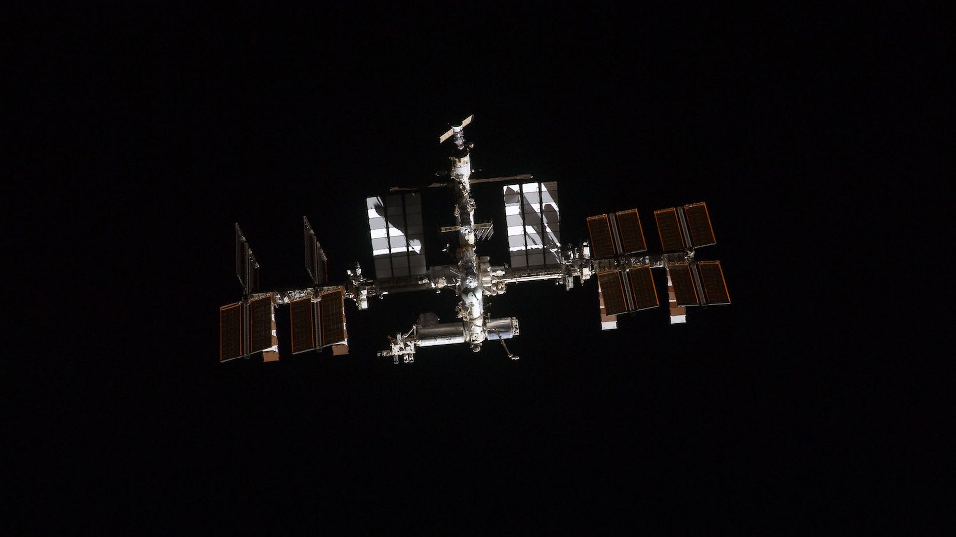 The International Space Station in orbit.