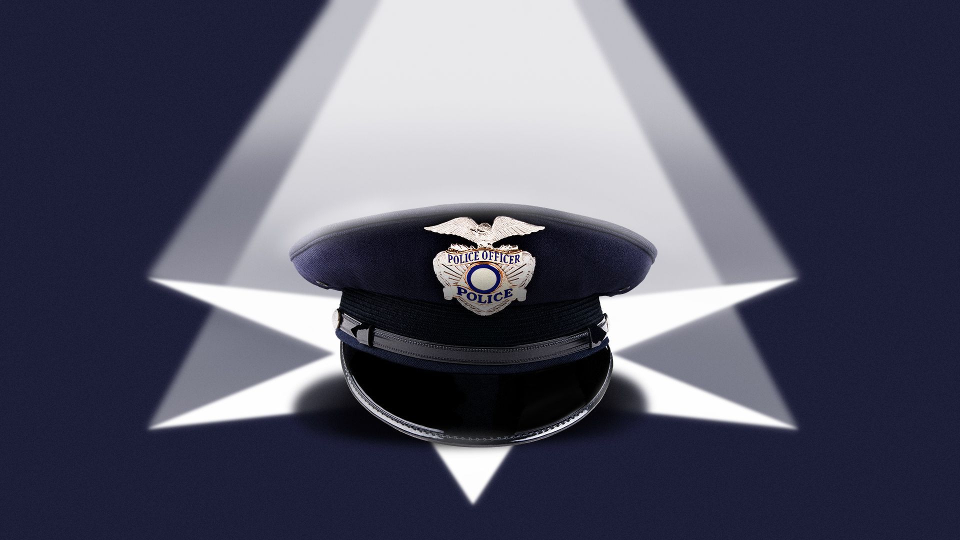 Illustration of a star-shaped spotlight on a police hat.