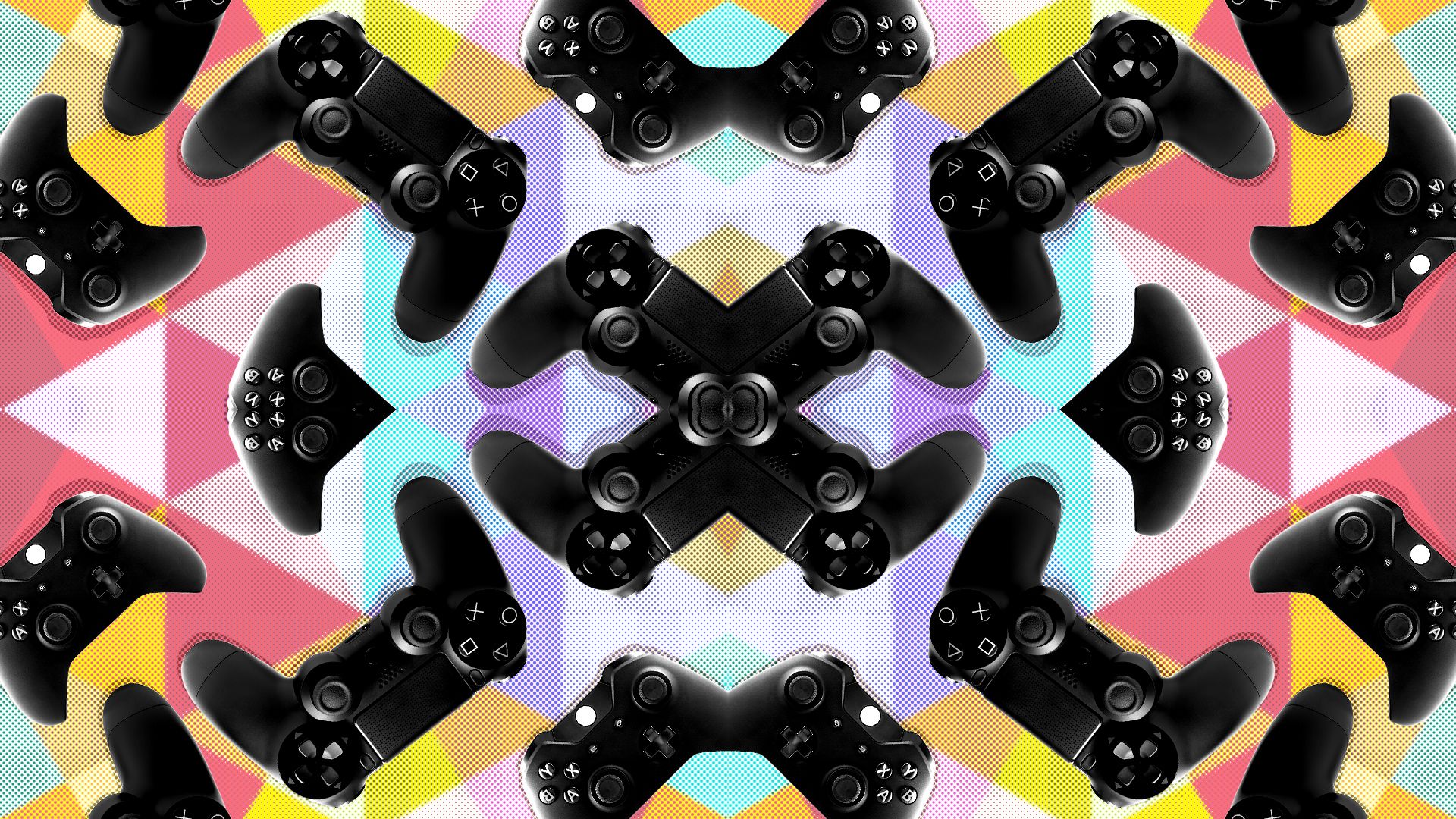 Illustration of video game controllers