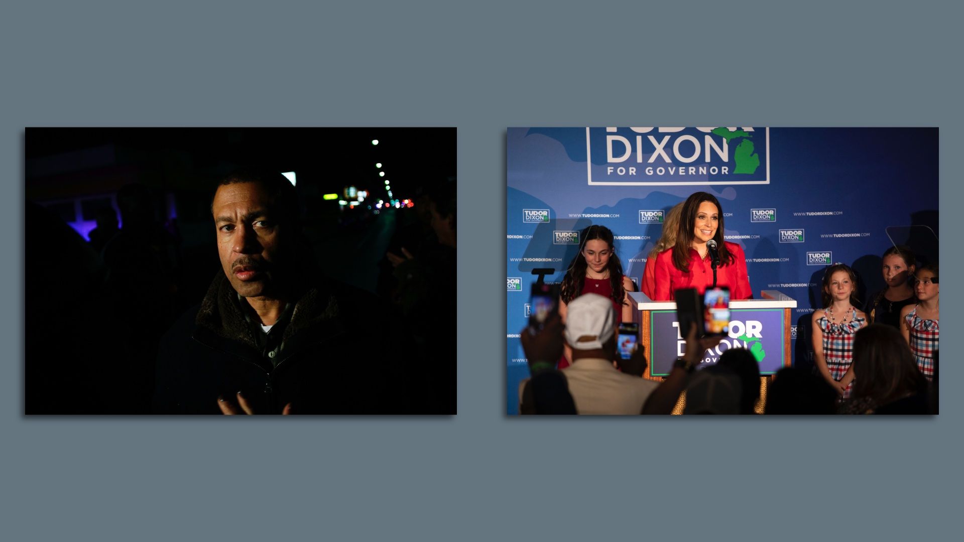 Images of James Craig and Tudor Dixon shown side by side