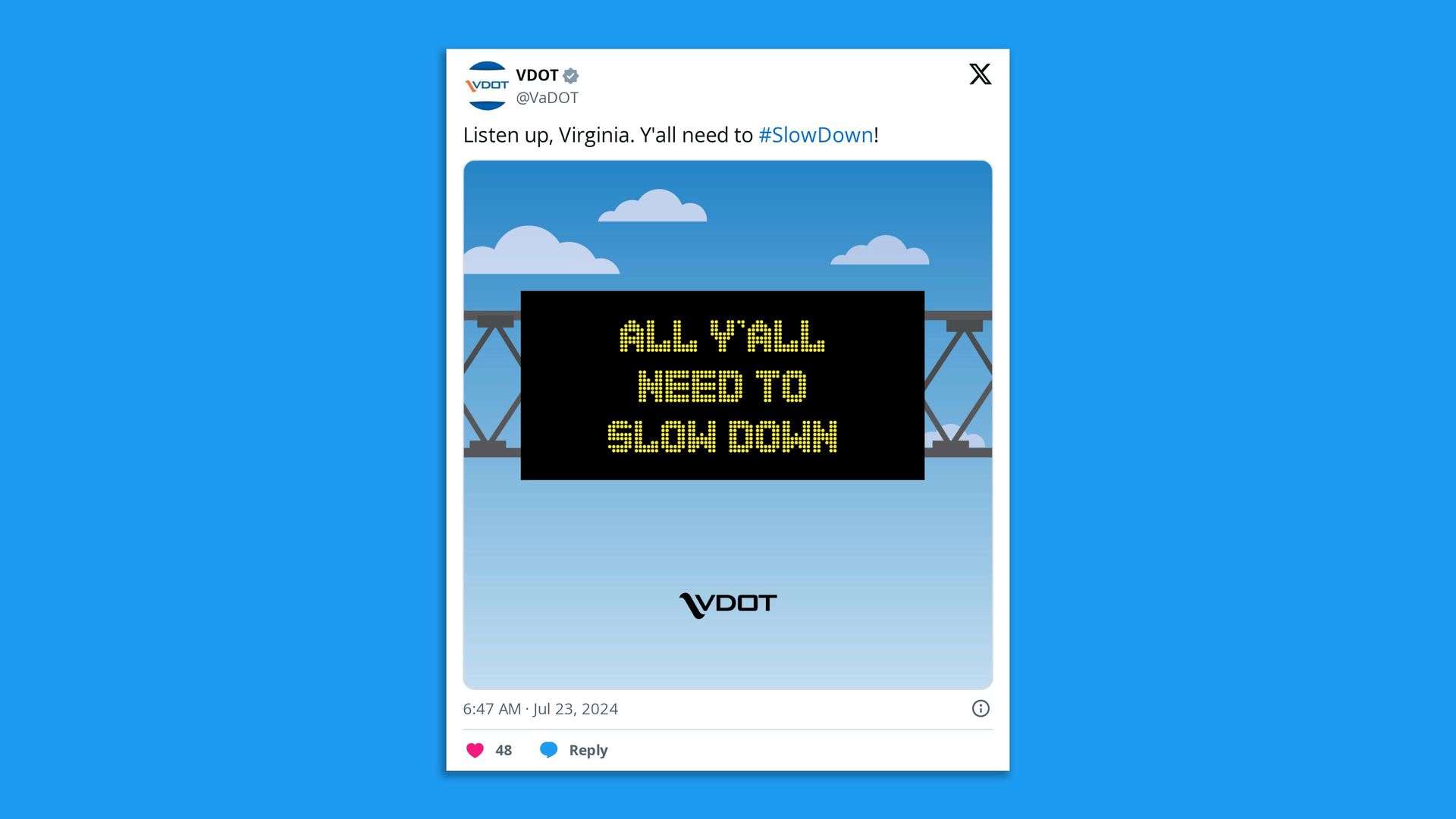 A screenshot of a tweet that says "ALL Y'ALL NEED TO SLOW DOWN"