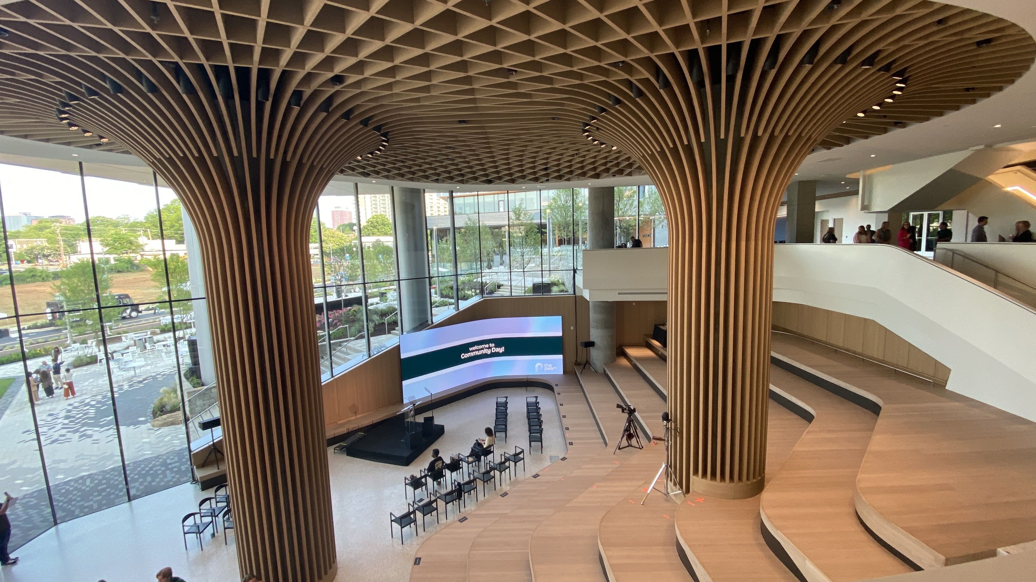 The lobby in the education building.