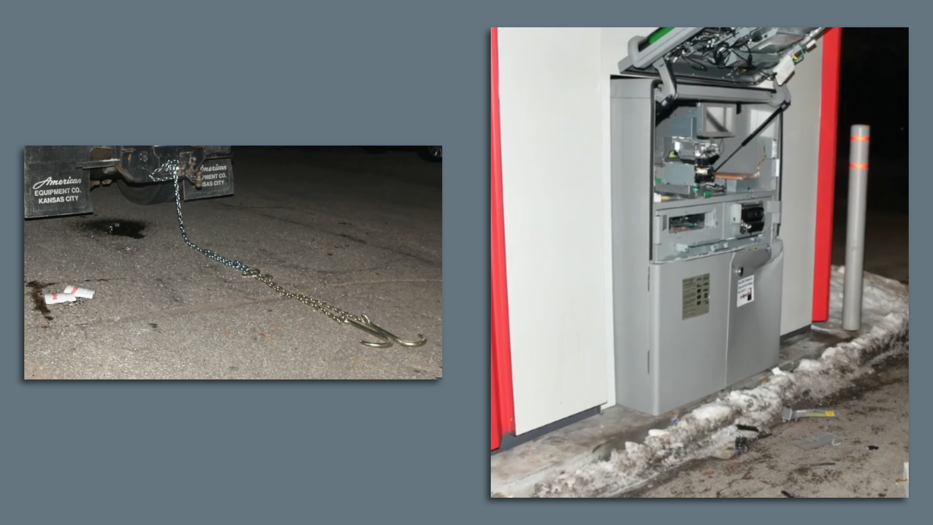 A photo of an ATM burglary in Des Moines.