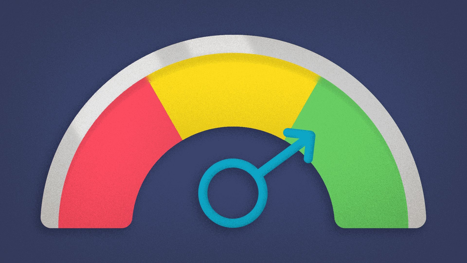 Illustration of a score dial with the male symbol as the arrow.