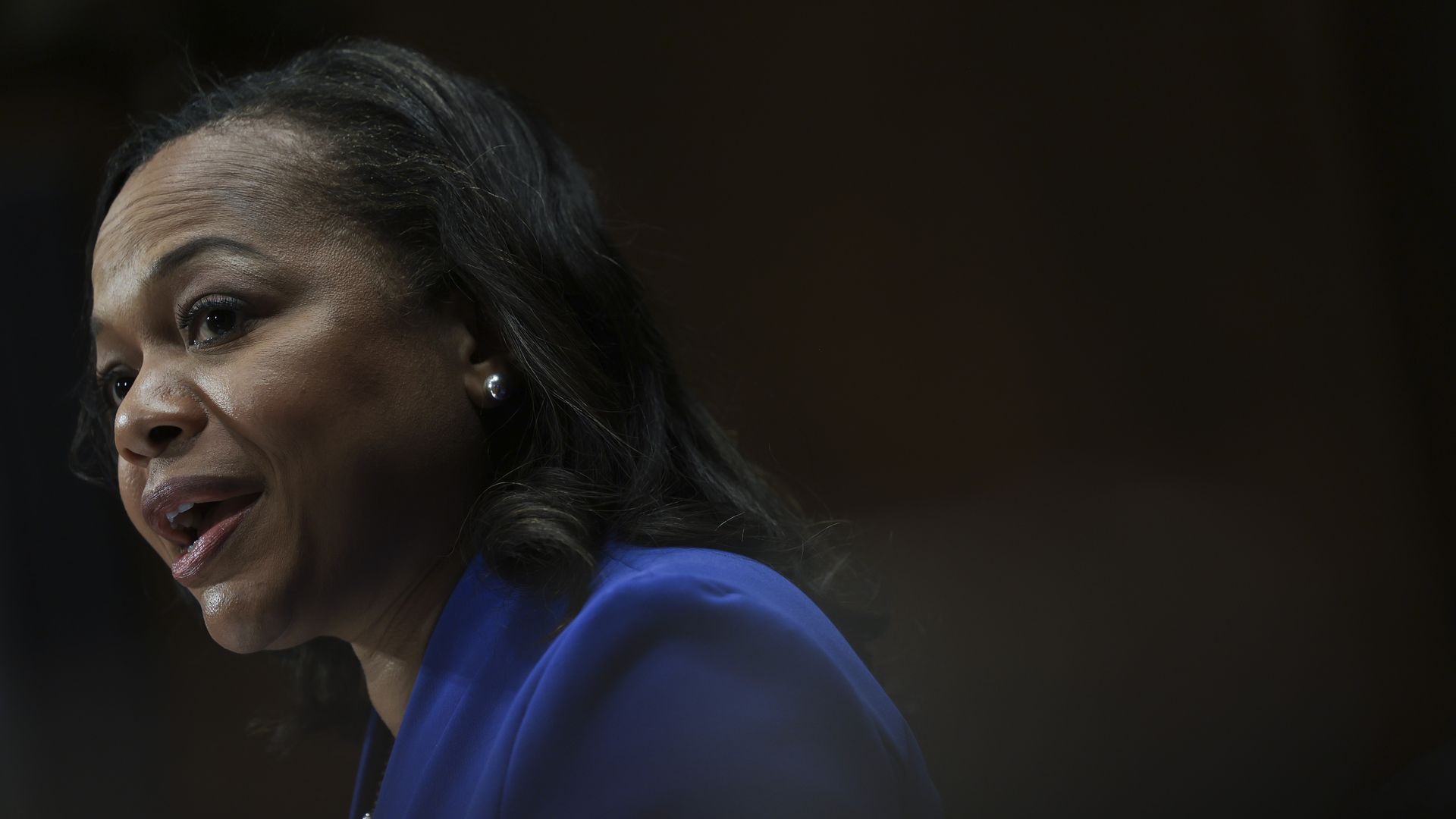 Photo of Kristen Clarke speaking