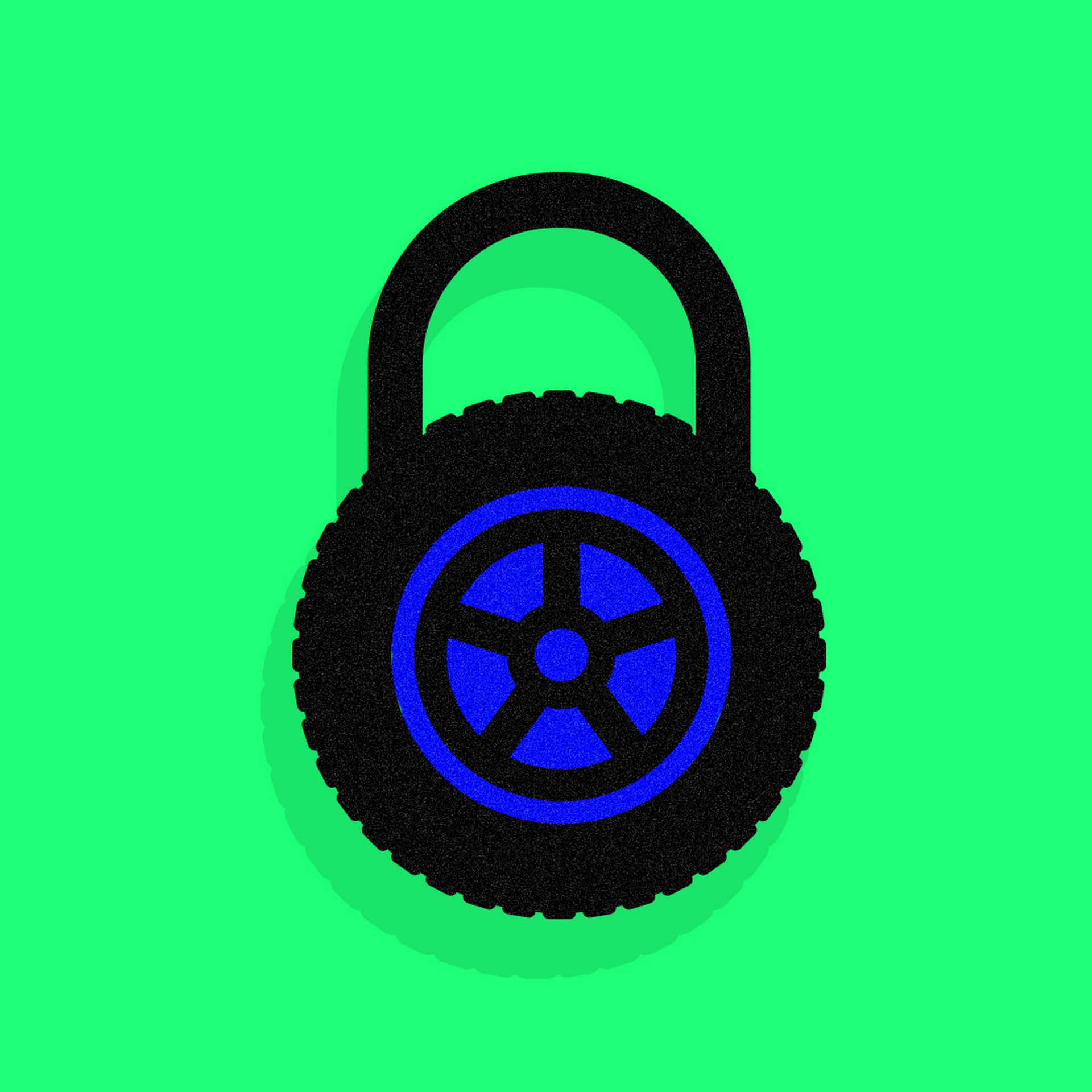 Illustration of a padlock made out of a tire