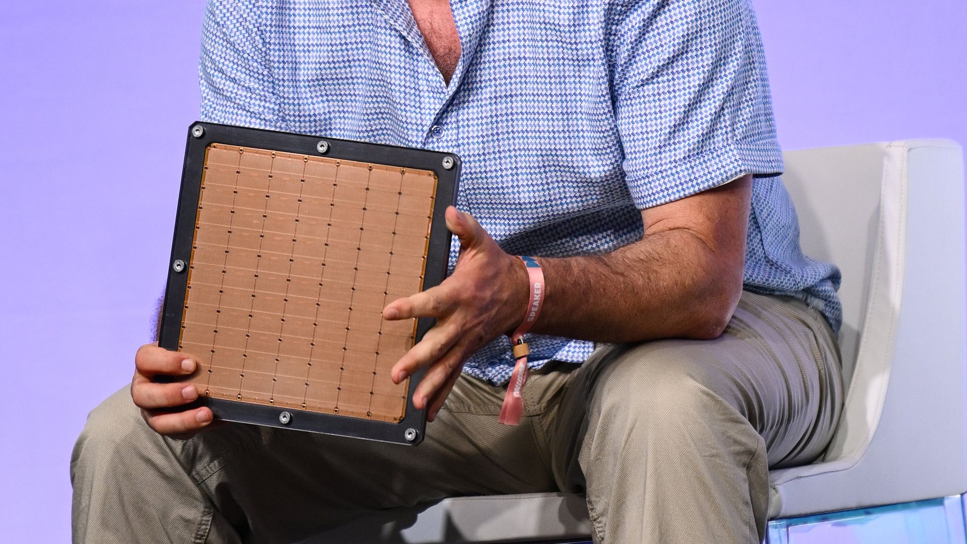 Cerebras CEO Andrew Feldman with the company's wafer.