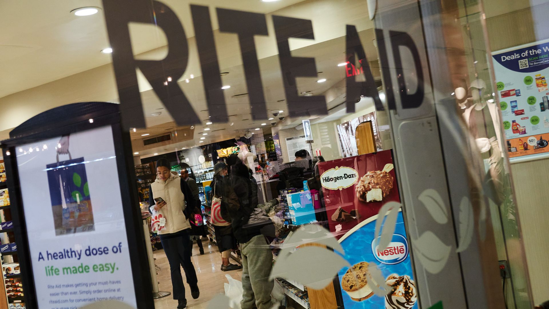 Customers inside a Rite Aid store in New York, US, on Monday, Oct. 16, 2023. 
