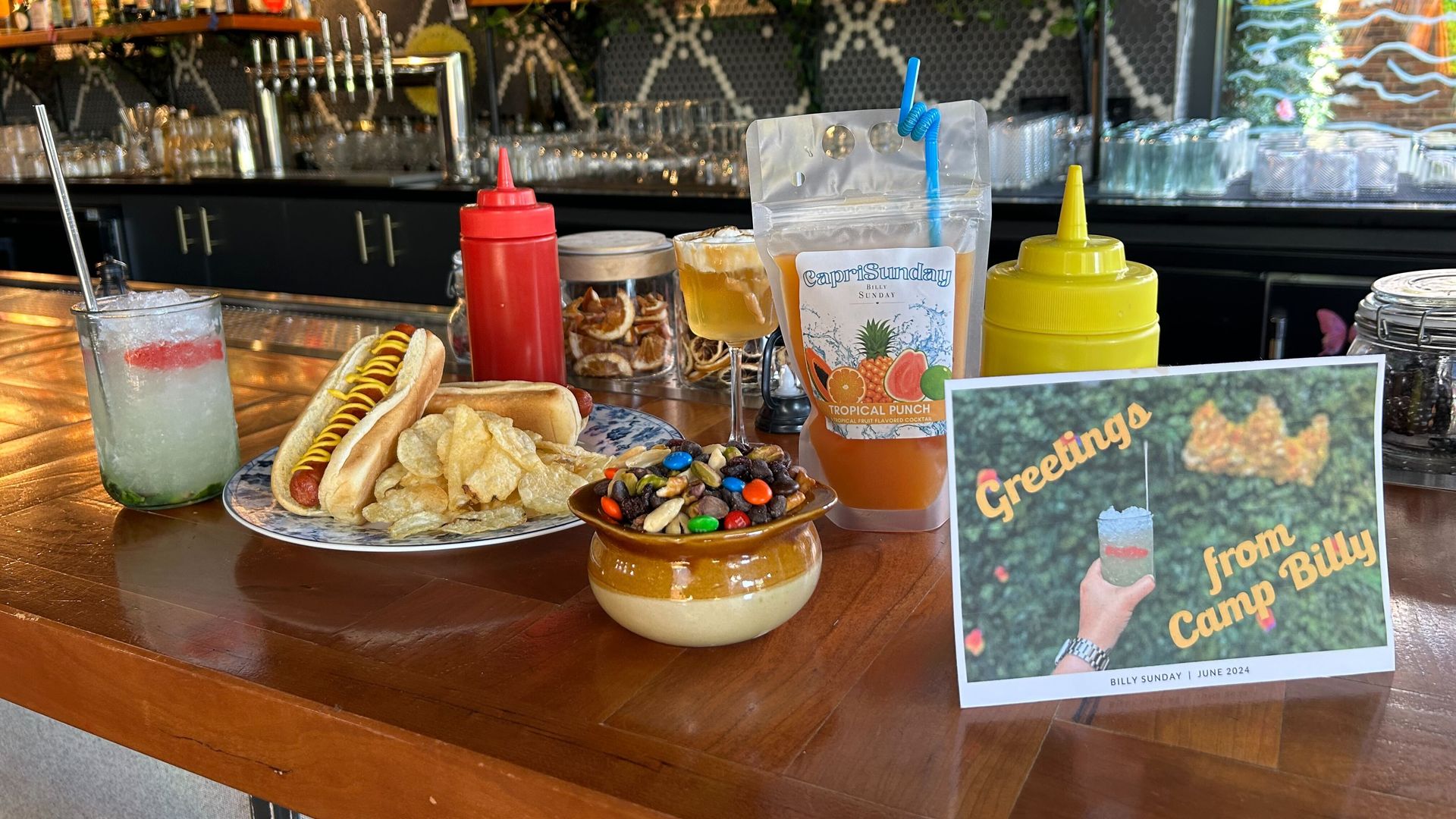 Hot dogs and other snacks at Camp at Billy Sunday. 