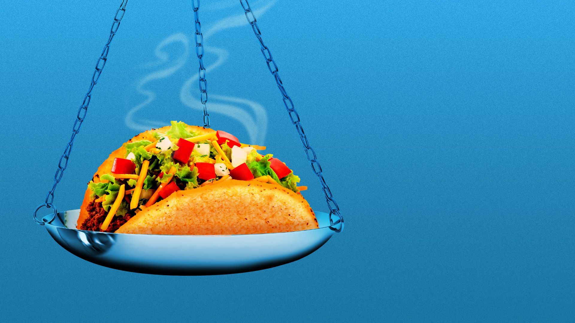 Illustration of a taco sitting in a scale