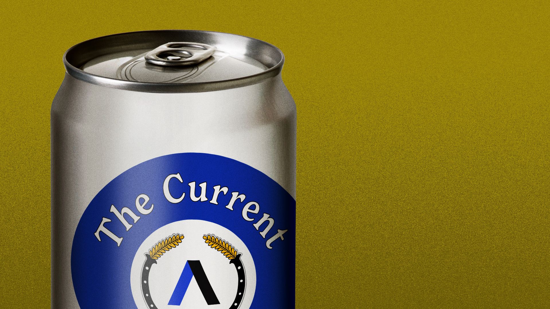Illustration of a beer can that says "The Current."