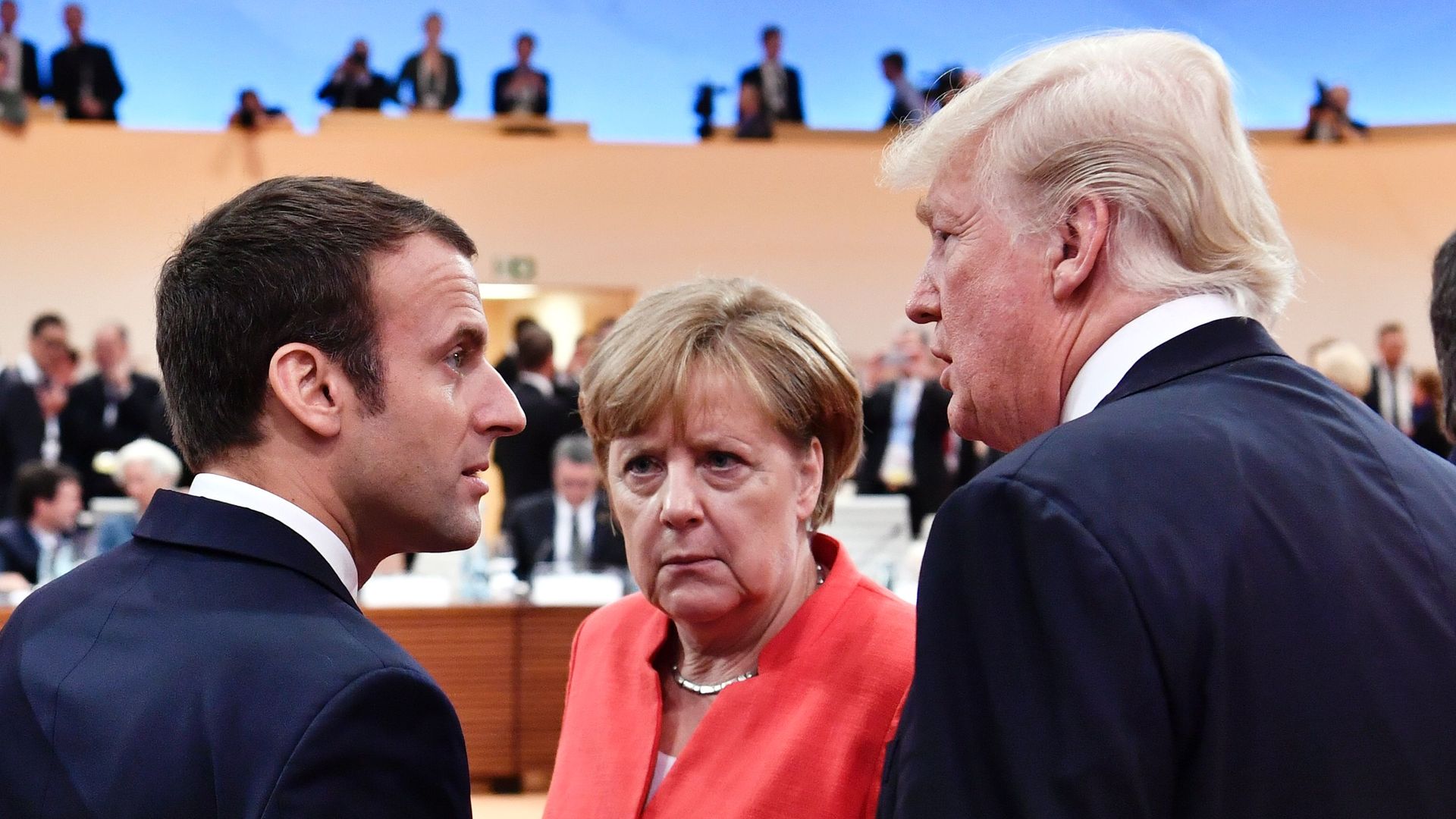 Macron, Merkel and Trump