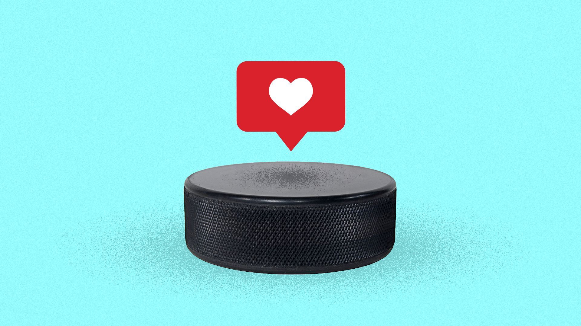 Illustration of a hockey puck with an Instagram like notification hovering above it