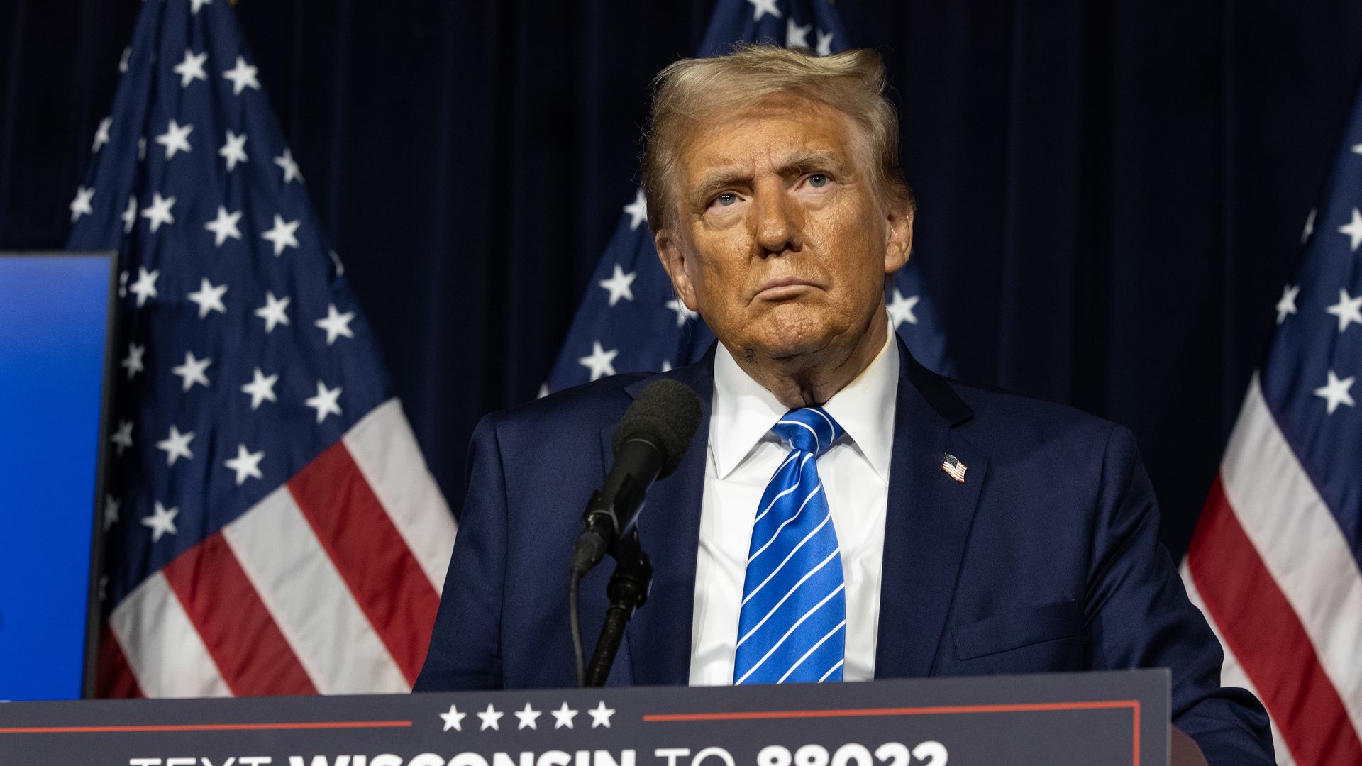 Former President and Republican Presidential nominee Donald Trump speaks at a press conference in the Discovery Center on October 1, 2024 in Milwaukee, Wisconsin. 