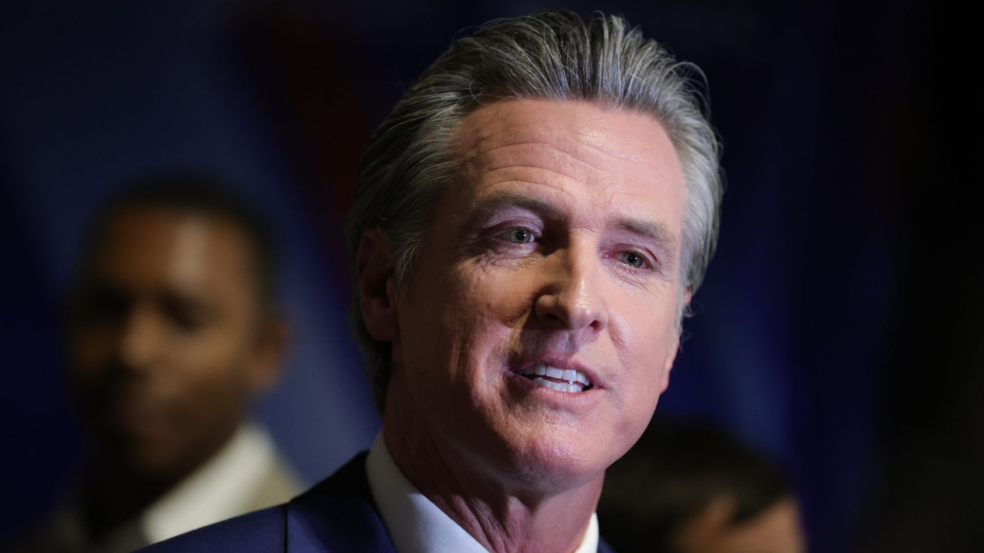 Governor Gavin Newsom at "The ABC News Presidential Debate: Race for the White House" held at the National Constitution Center on September 10, 2024 in Philadelphia, Pennsylvania
