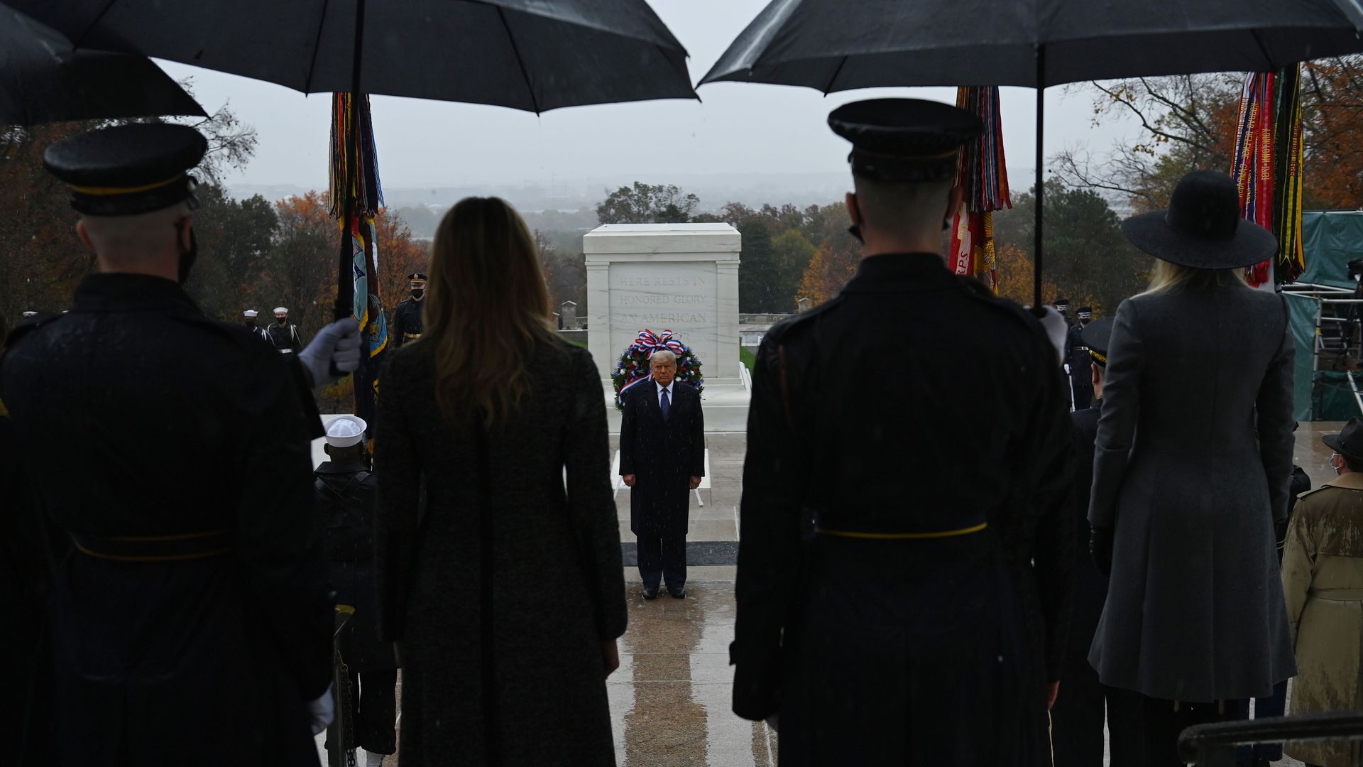 Picture of President Donald Trump at the Arlington National Cemetery