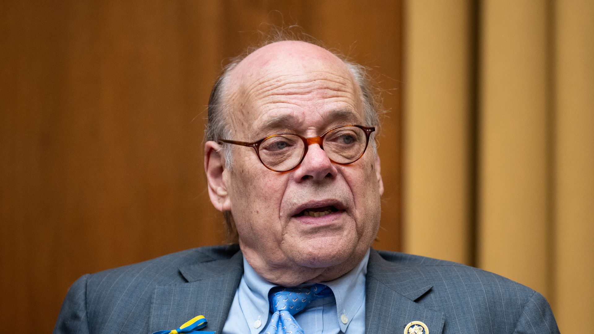 Rep. Steve Cohen, wearing a gray suit and a pro-Ukraine pin, at a committee hearing.