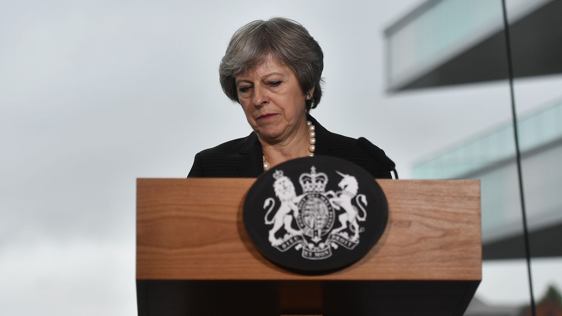 Theresa May during a speech in Belfast, Northern Ireland