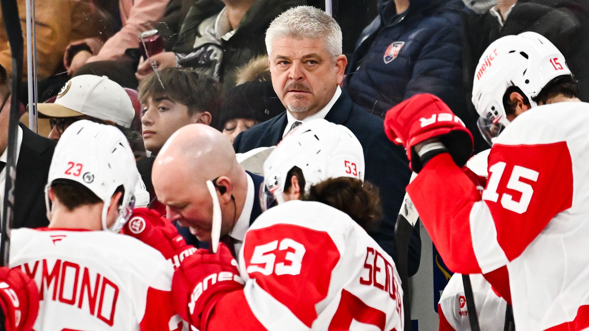 Red Wings coach Todd McLellan handles bench duties against the Montreal Canadiens on Tuesday. 