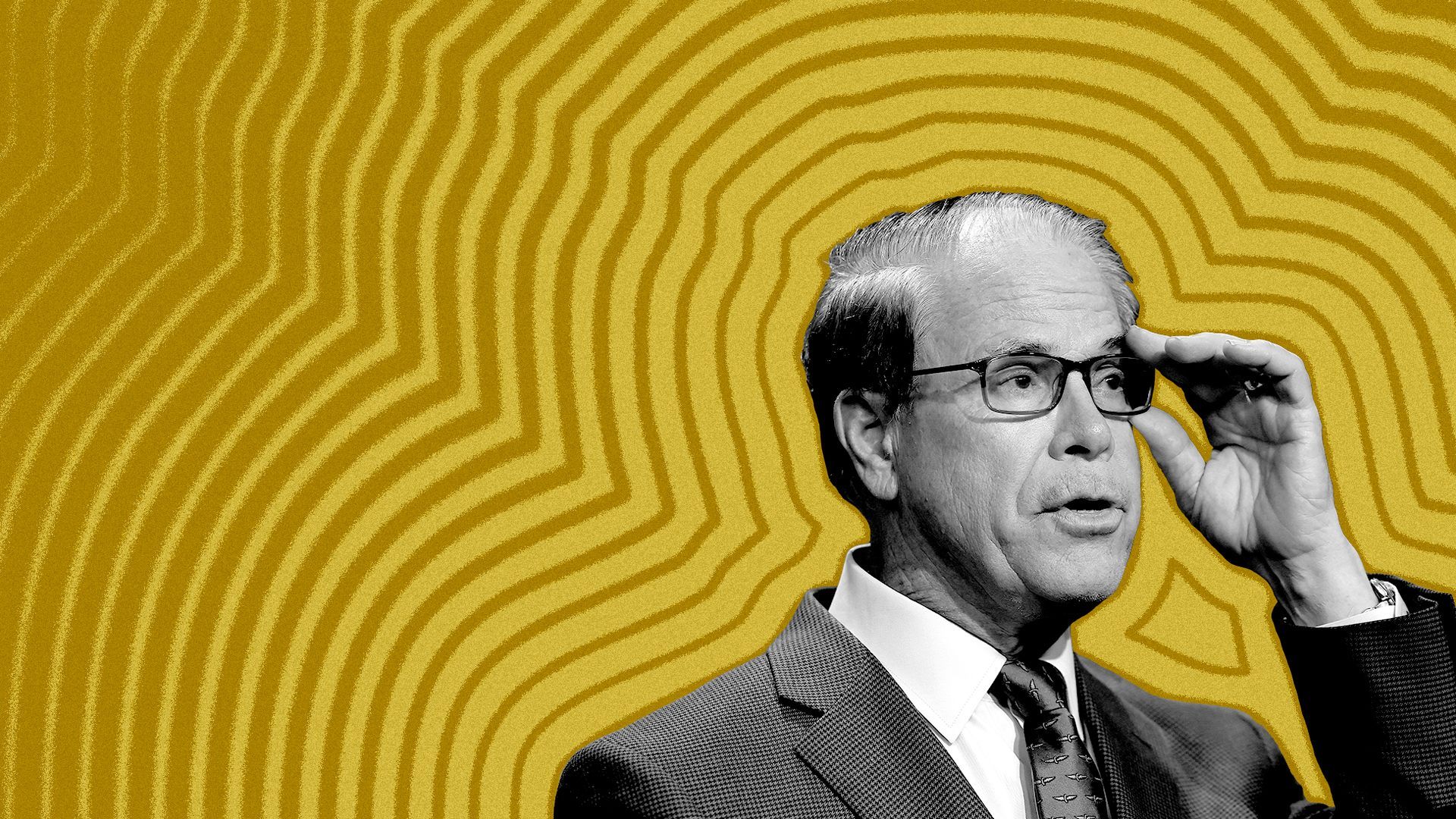 Photo illustration of Mike Braun with lines radiating from him.