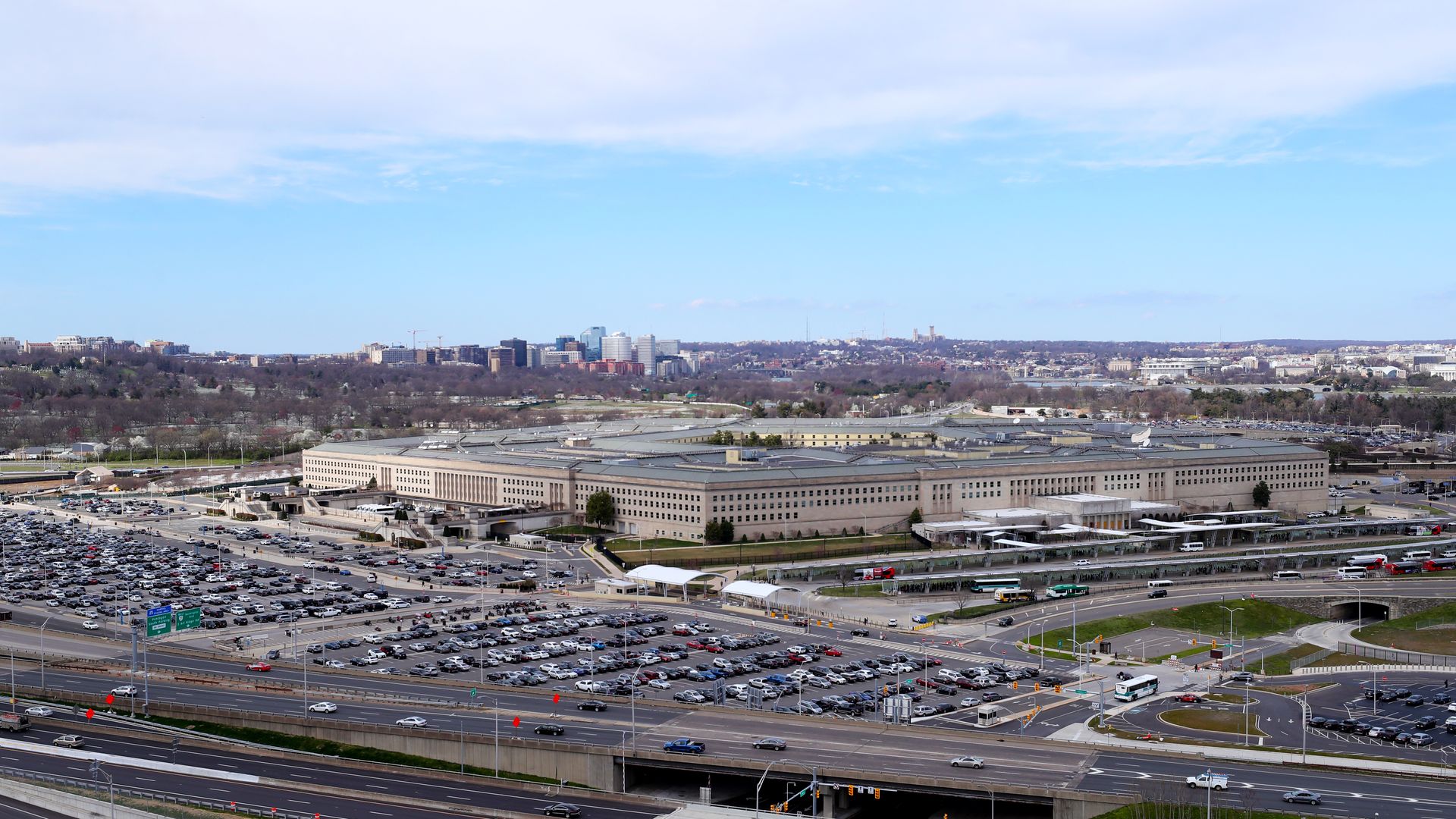 An aerial view of the pentagon building 