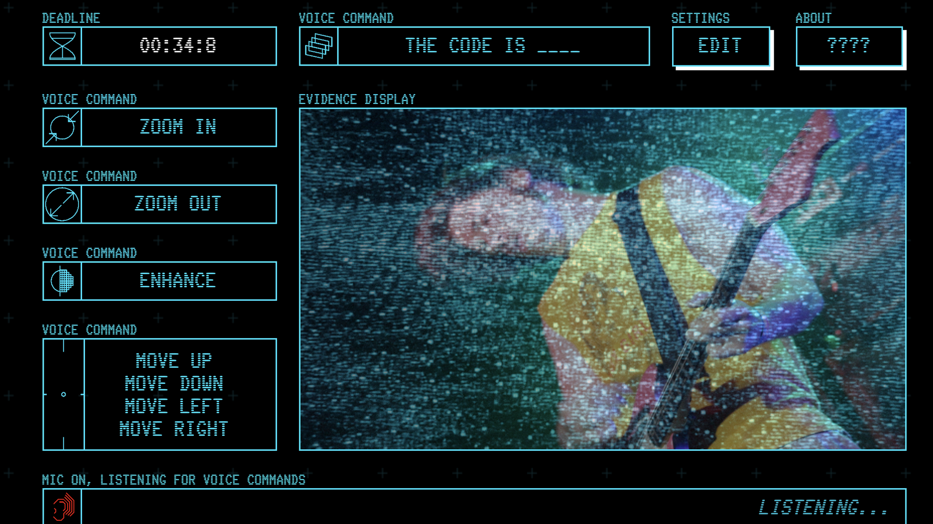 Game interface screen for enhance.computer art project