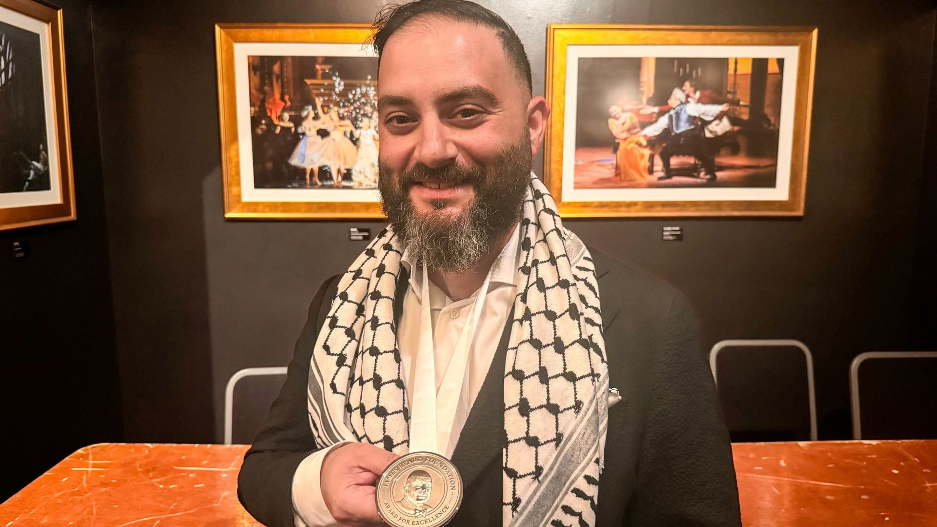 Michael Rafidi, outstanding chef winner, at the James Beard Awards 