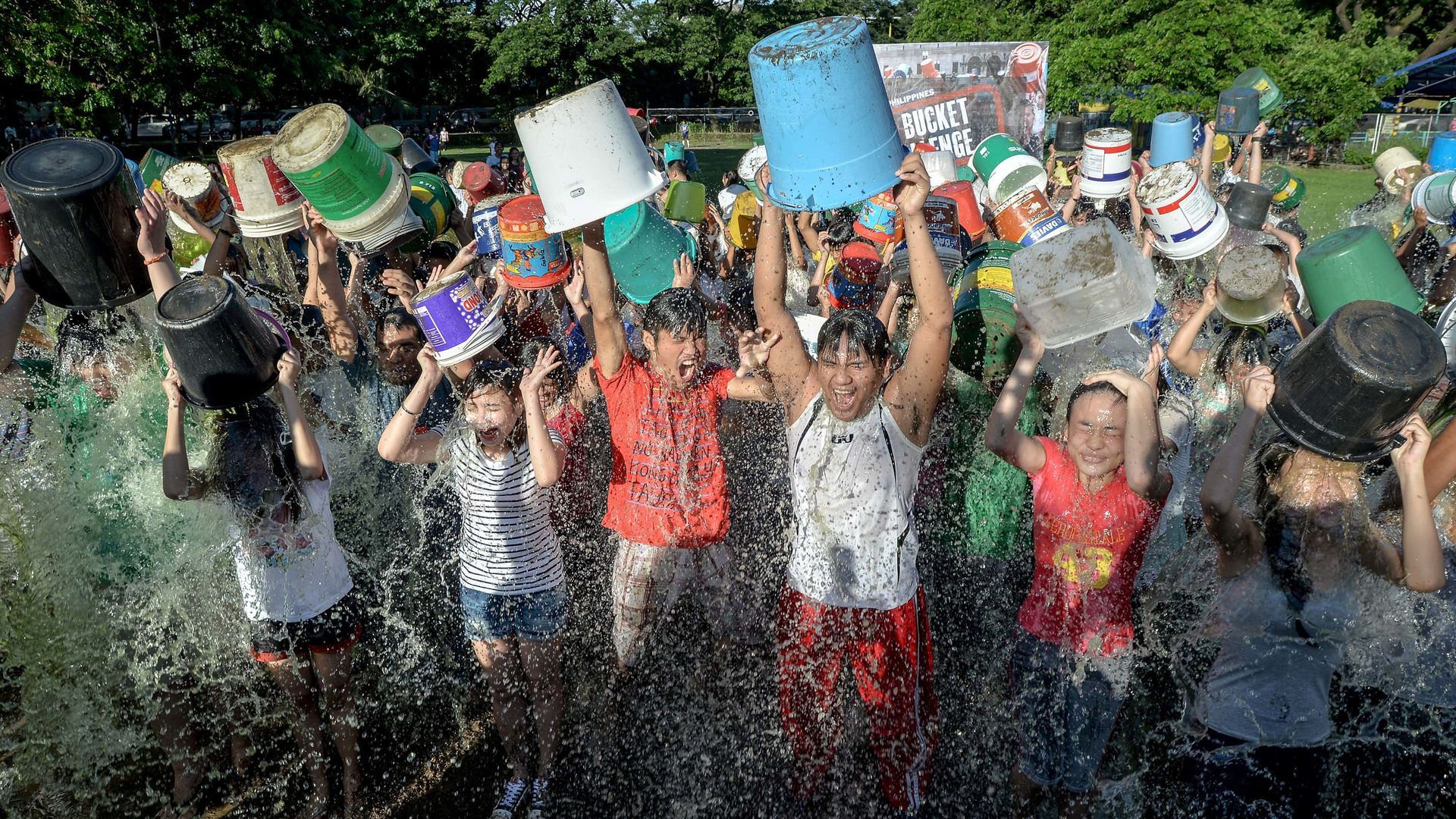 Children do the ALS bucket challenge