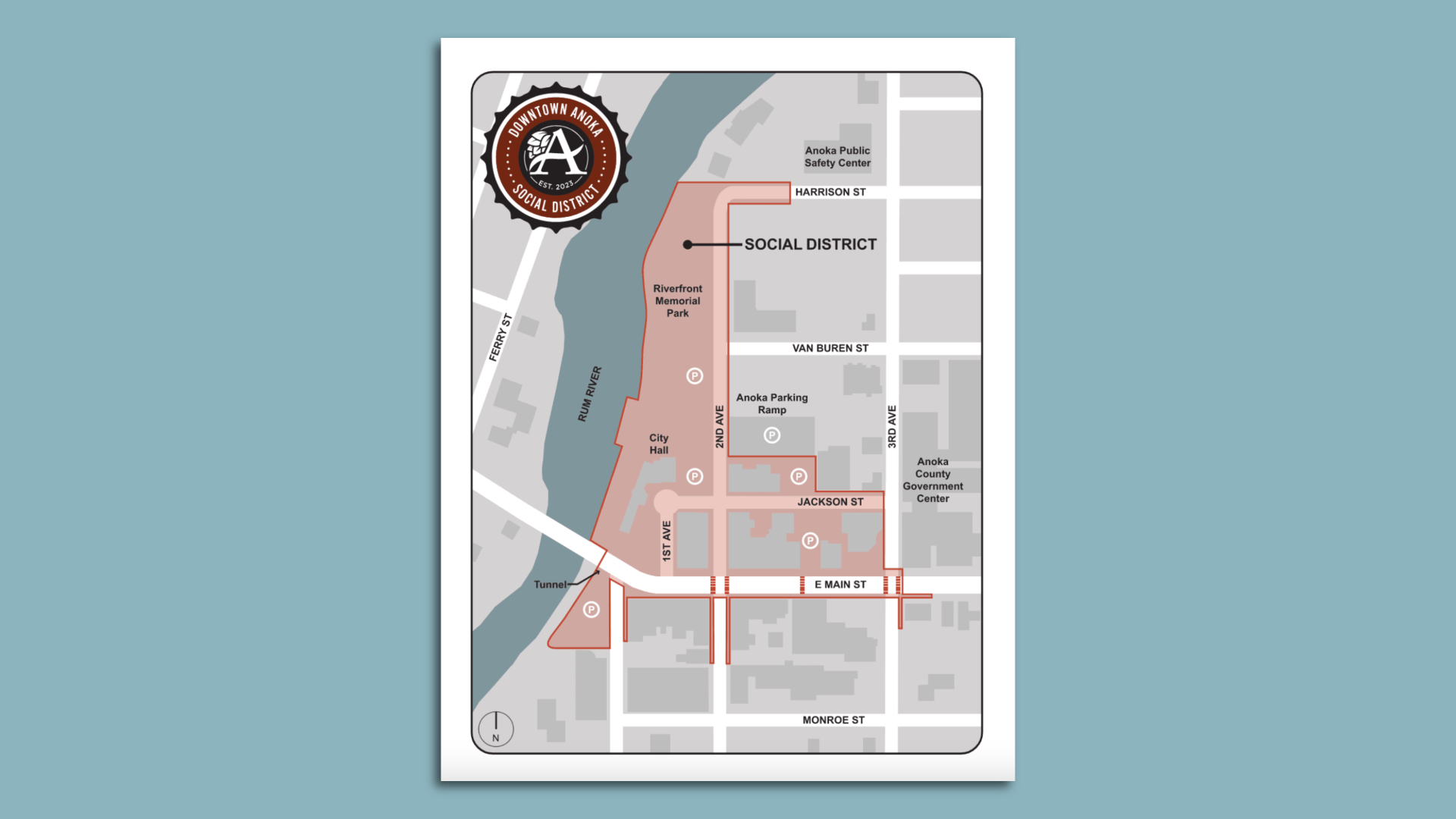 map showing where people can drink outdoors in anoka