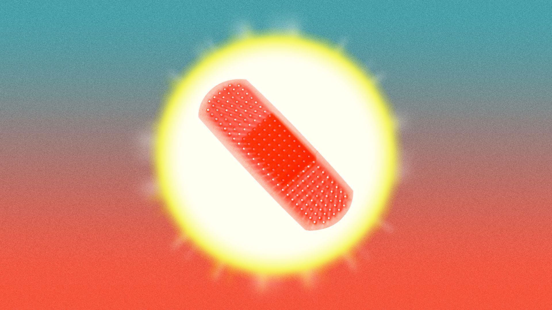 Illustration of the sun with a bandage on it.