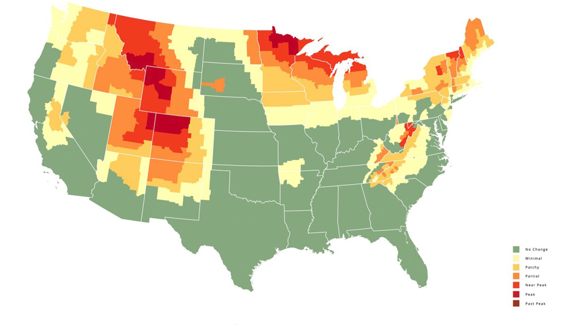 Fall colors prediction for Sept. 20. Image courtesy of David Angotti, smokymountains.com