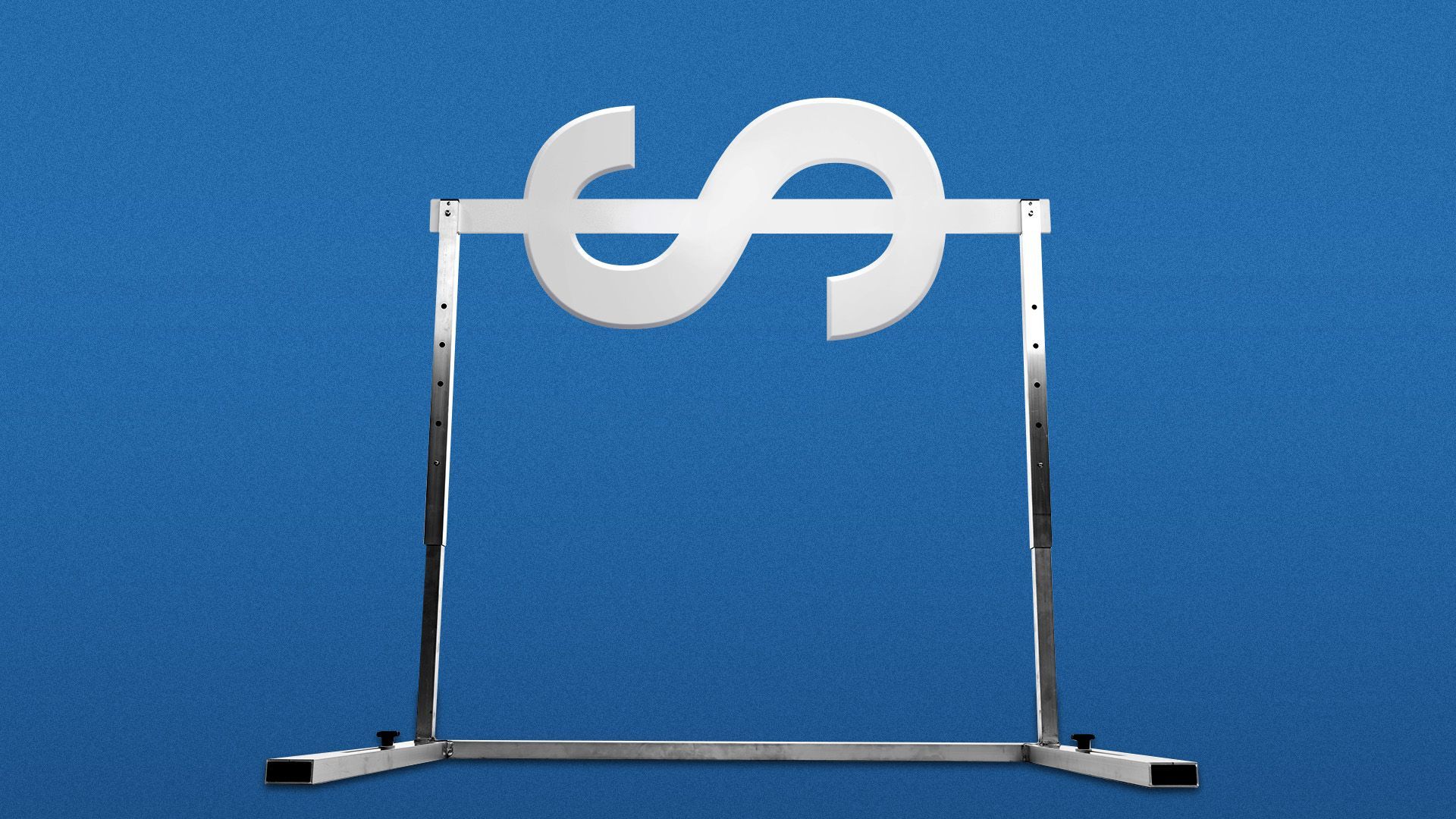 Illustration of a hurdle with the top bar shaped like a US dollar sign.