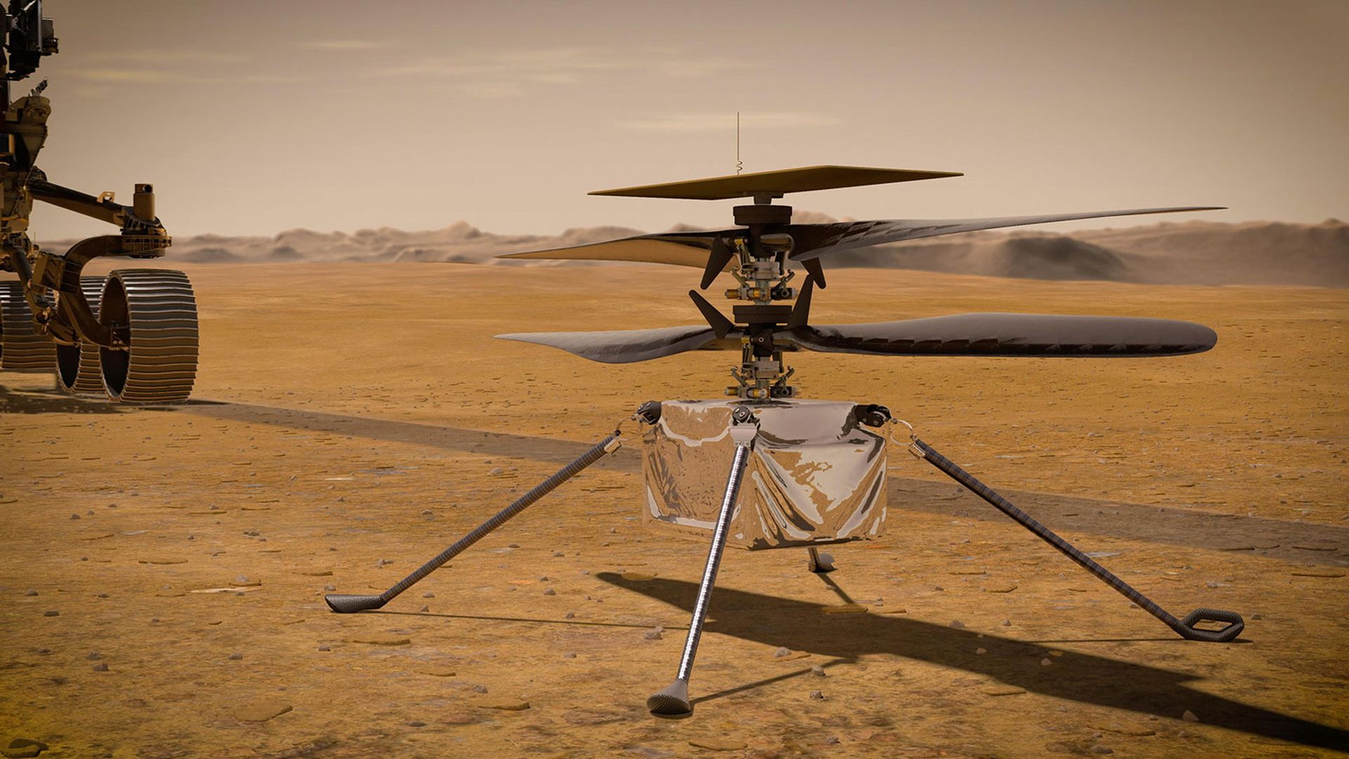 A concept illustration of NASA's Ingenuity Mars Helicopter.