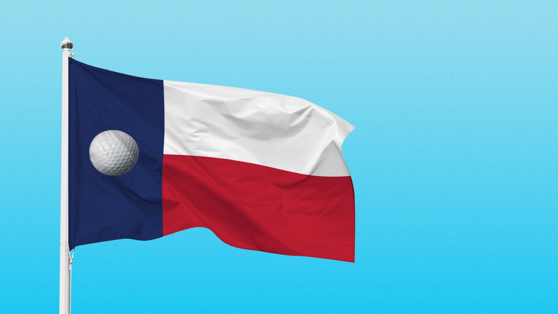 Illustration of the Texas flag but the star is replaced with a golf ball