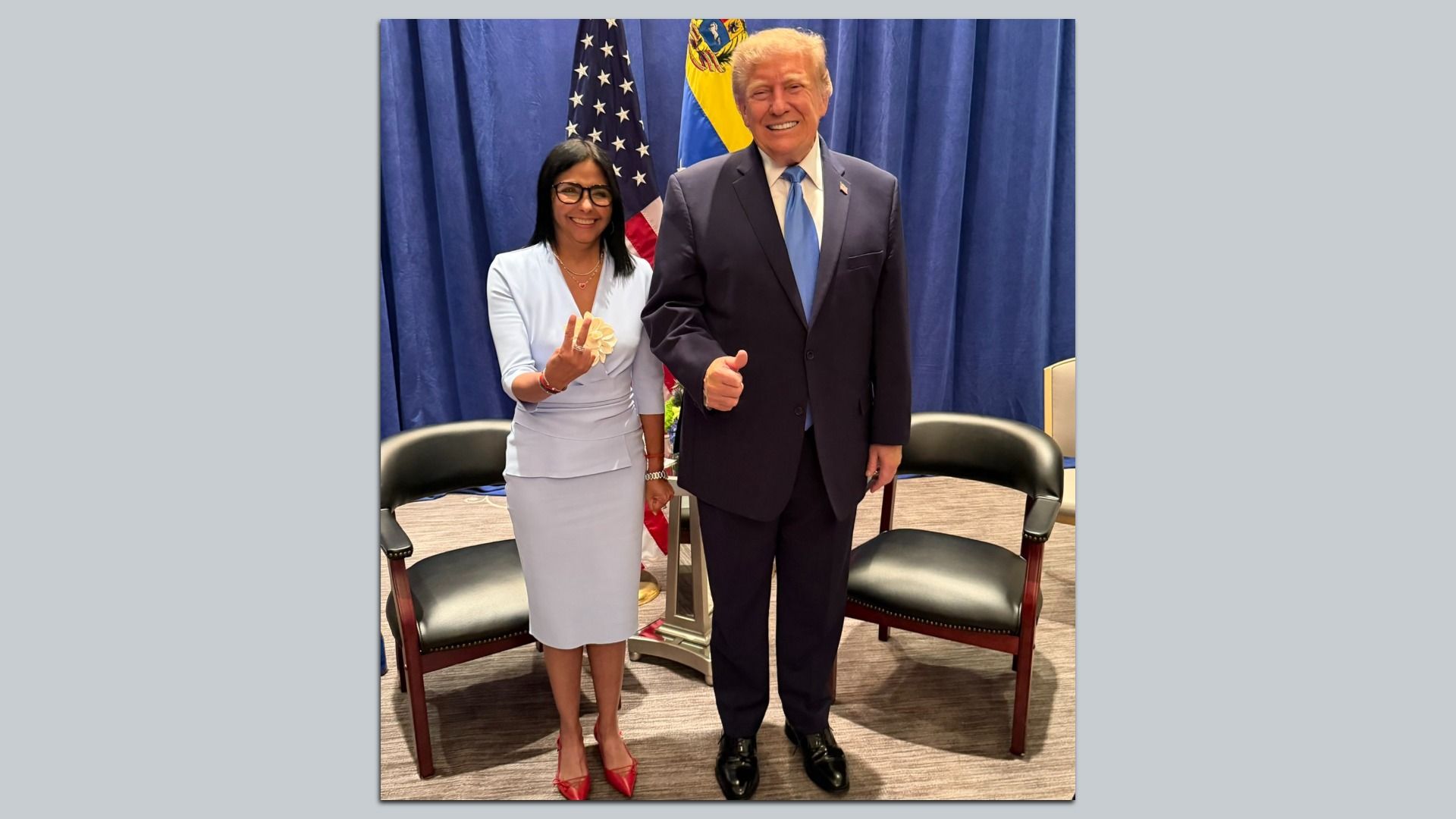 Delcy Rodriguez and Donald Trump