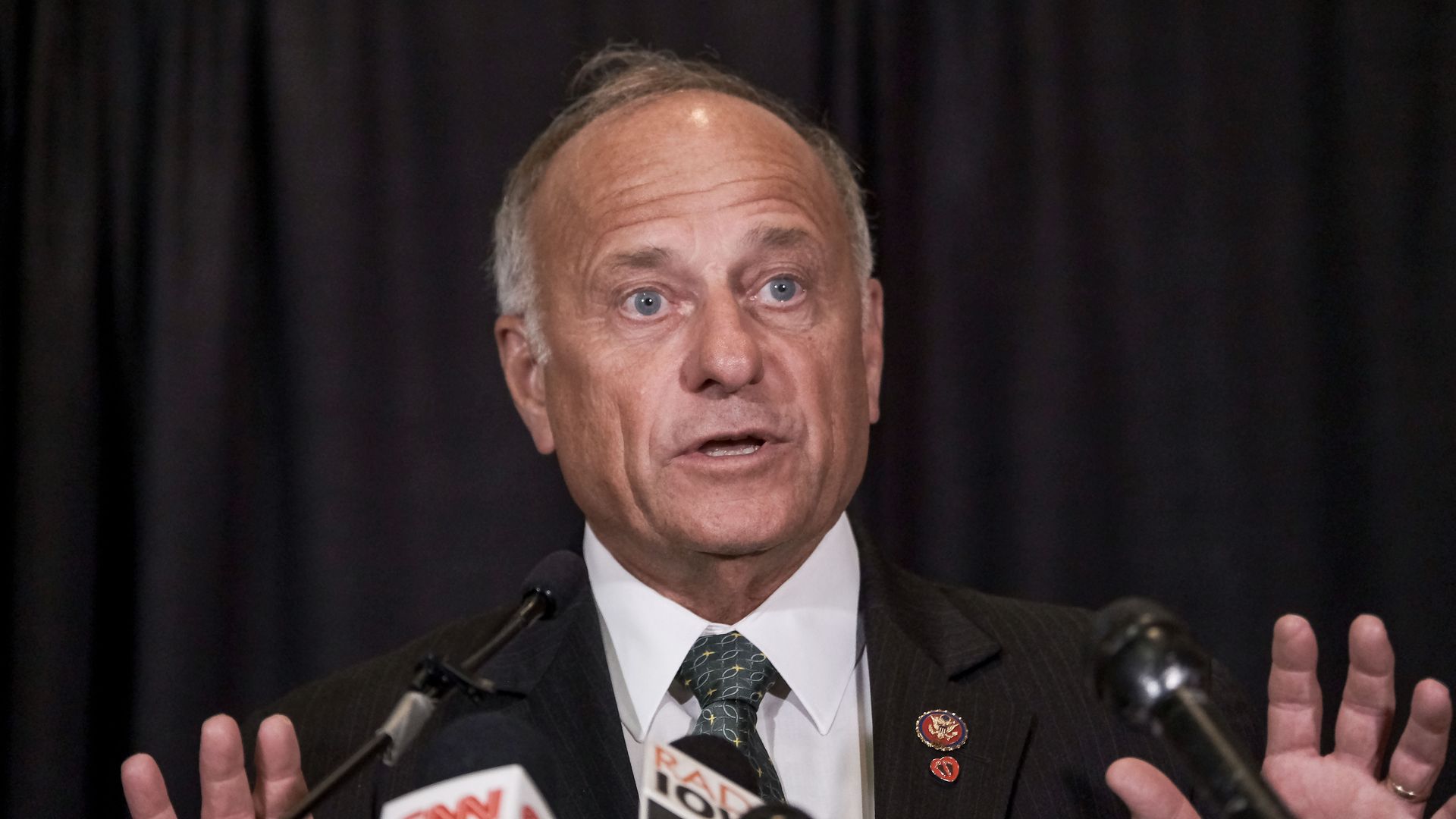 Rep. Steve King (R-IA) speaks at a press conference on abortion legislation on August 23