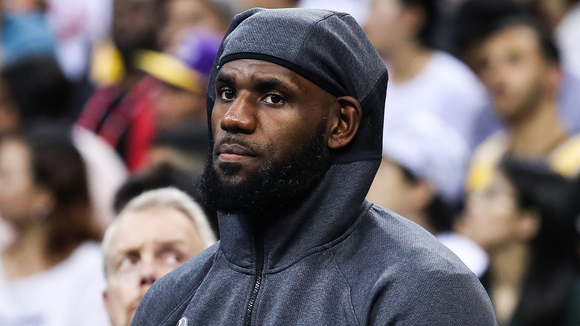 Lebron in a hoodie.