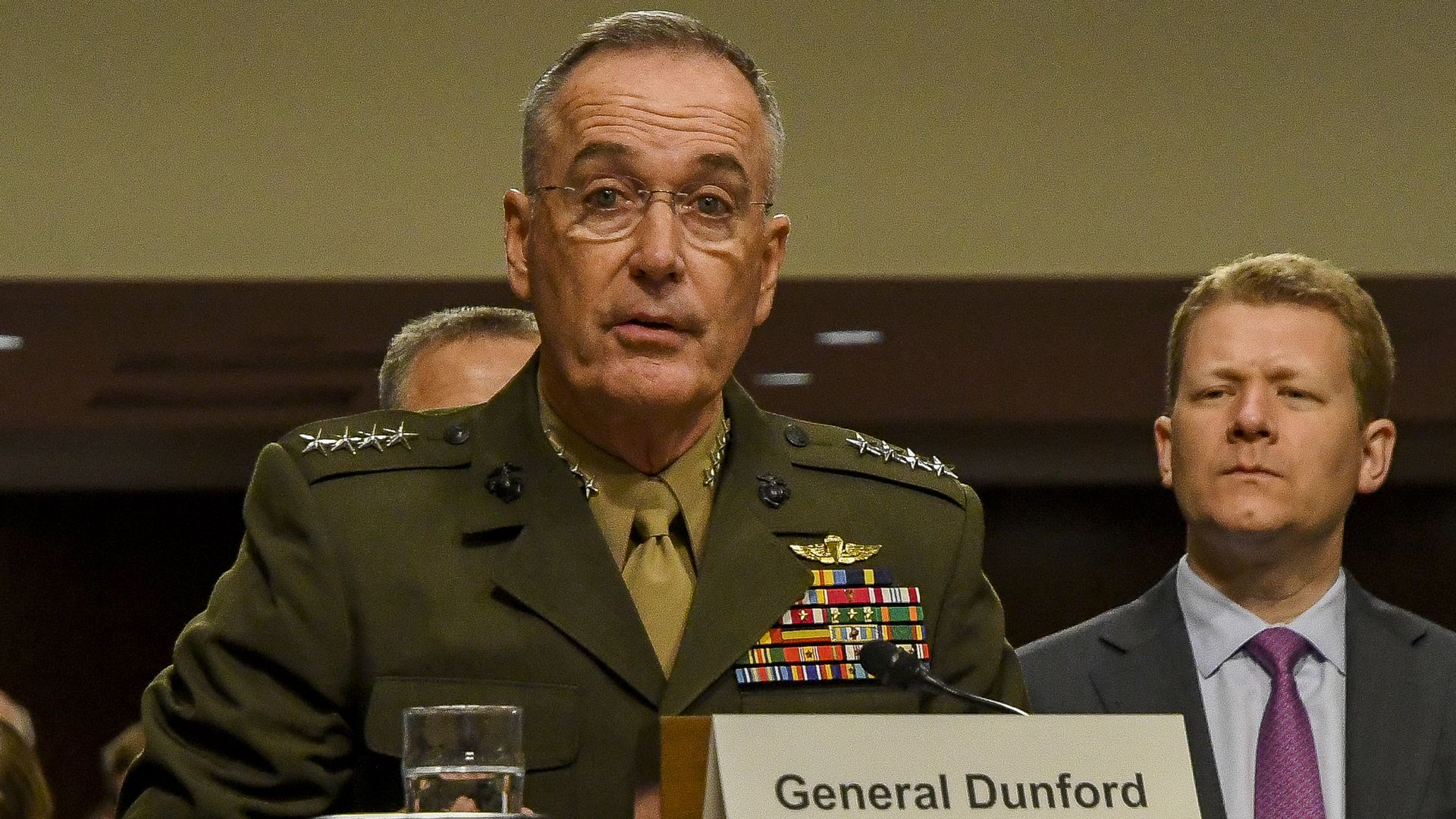 American military commander and Chariman of the Joint Chiefs of Staff General Joseph Dunford as he appears before the Senate Armed Services Committee during a budget hearing, Washington DC.