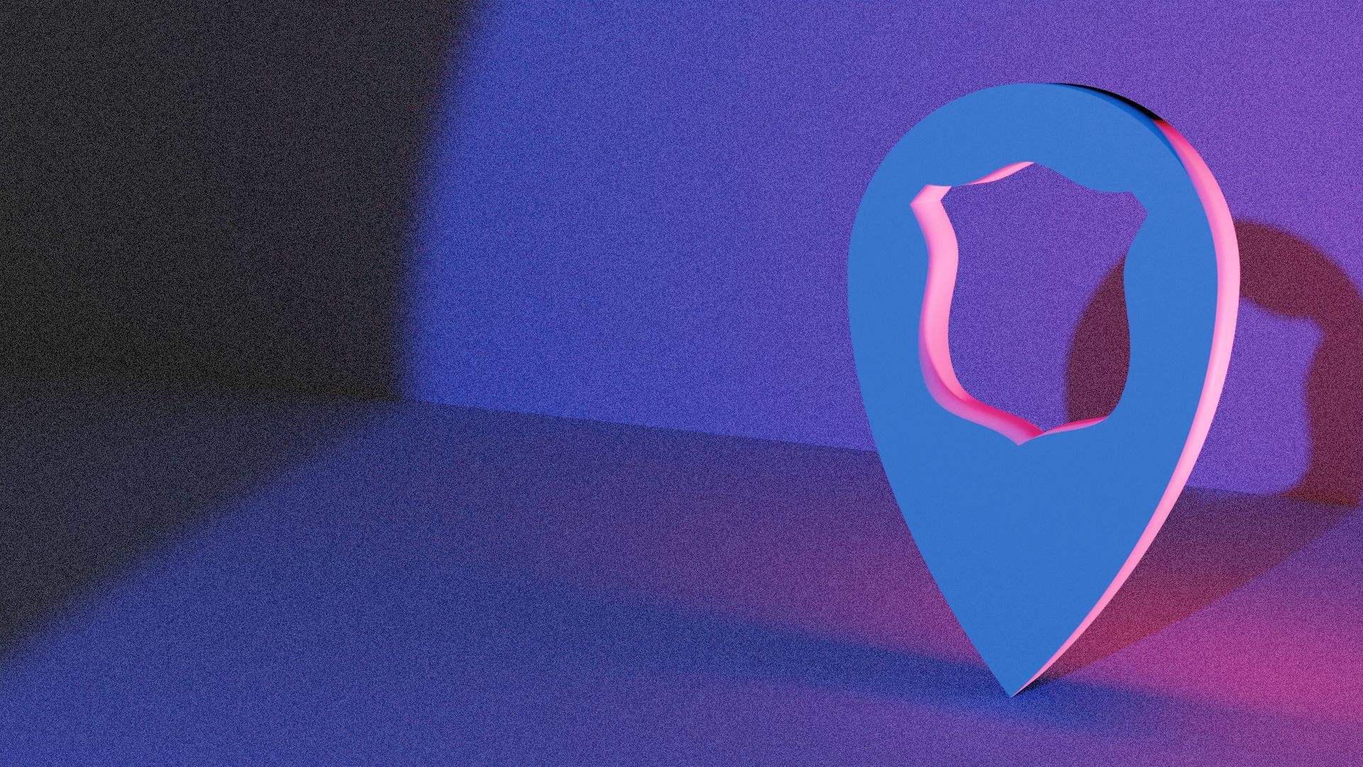 Illustration of a location pin with a badge-shaped cut-out.