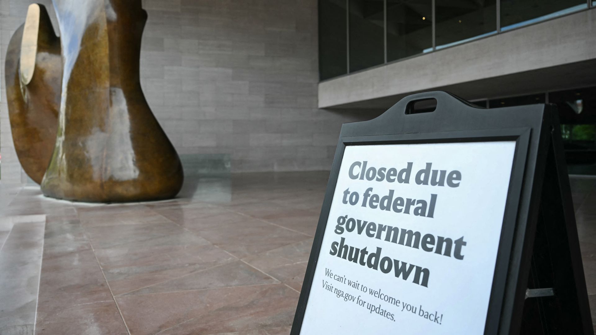 A closed sign outside the National Gallery of Art