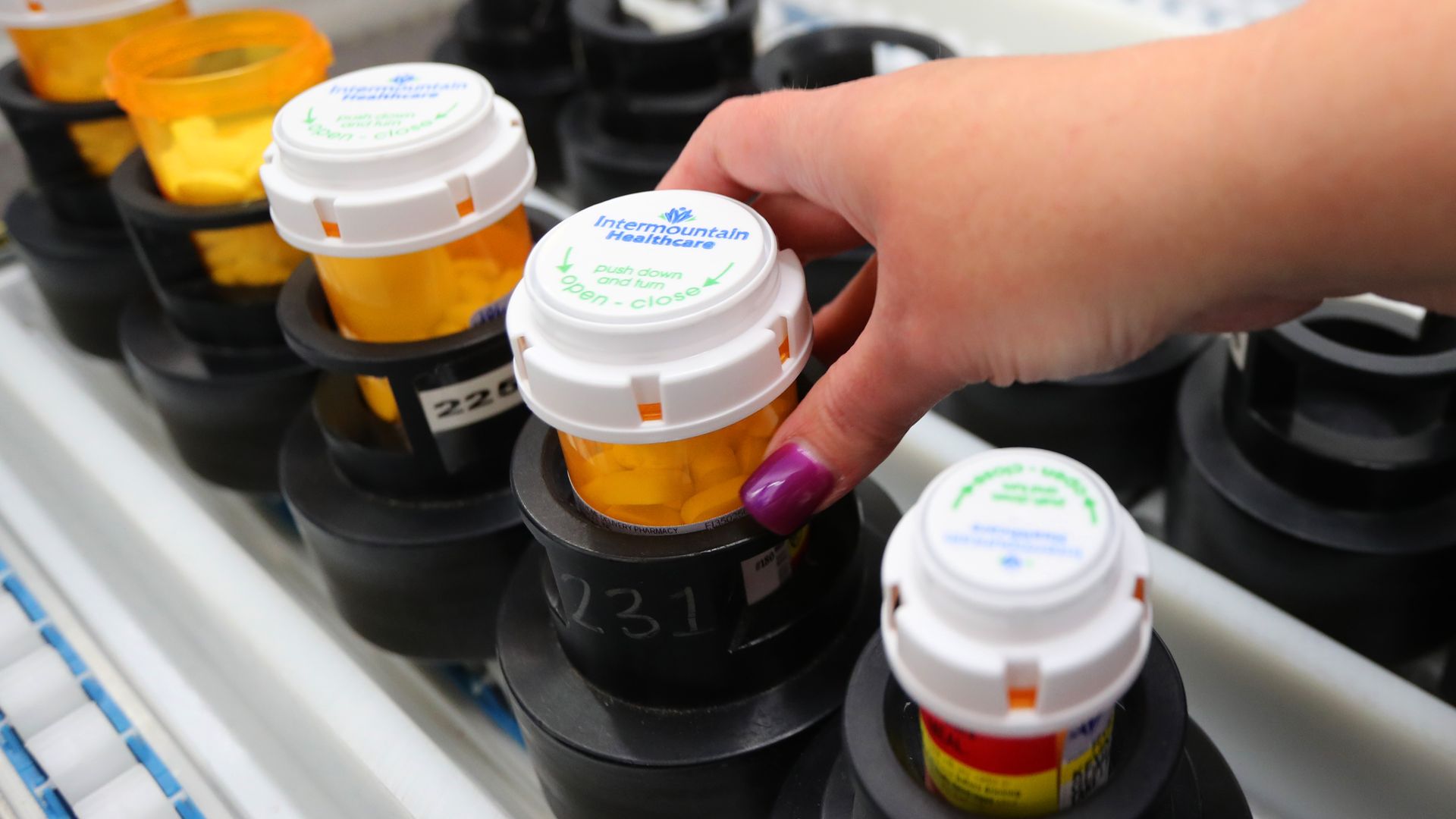 Prescription drugs in an assembly line