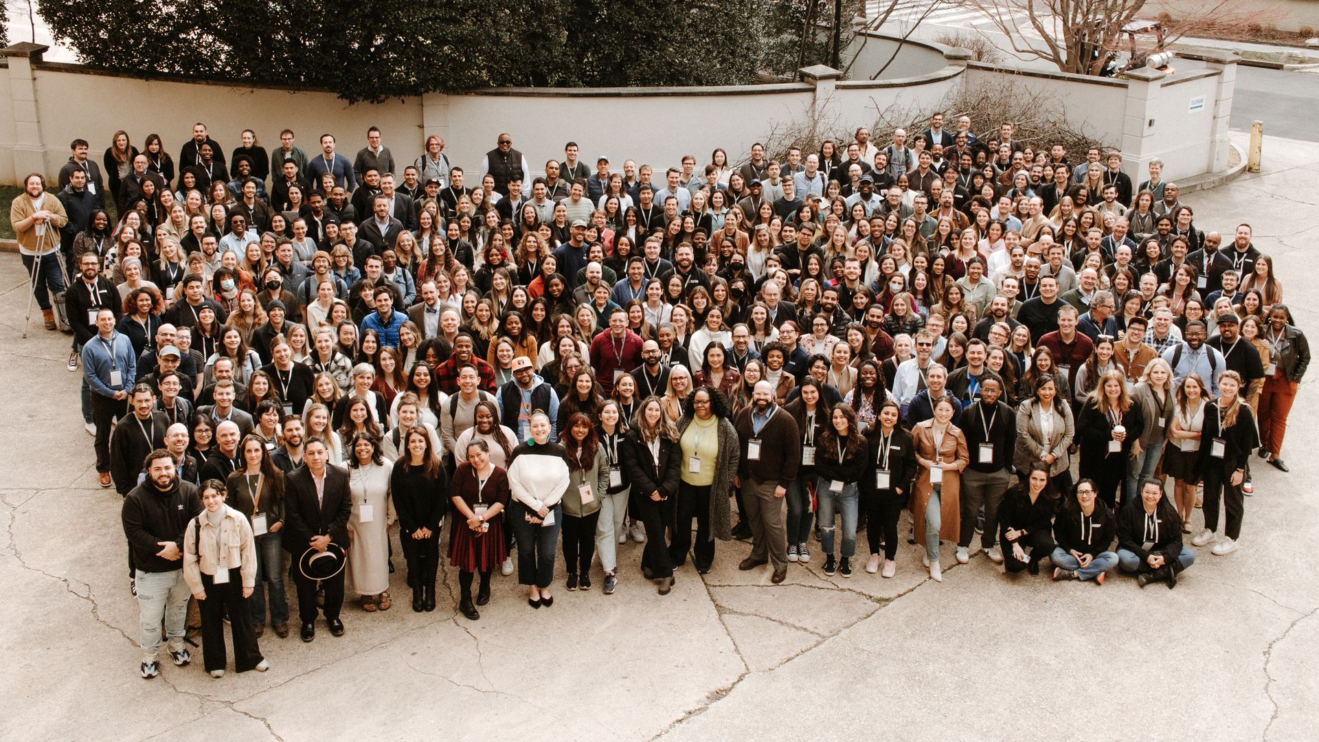 Photo of Axios employees gathered at annual all staff retreat in Washington, D.C.