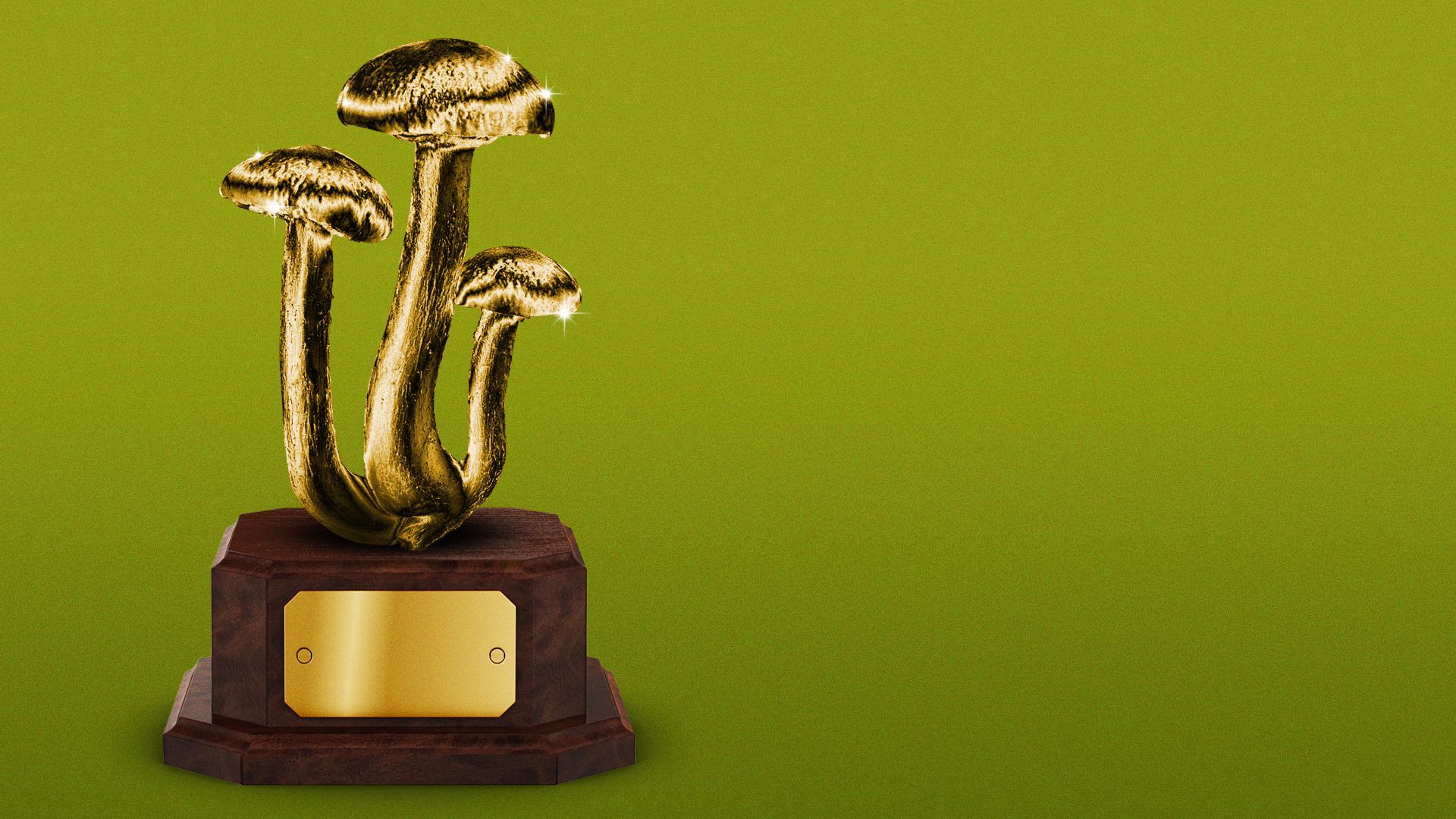 Illustration of a trophy shaped like mushrooms.