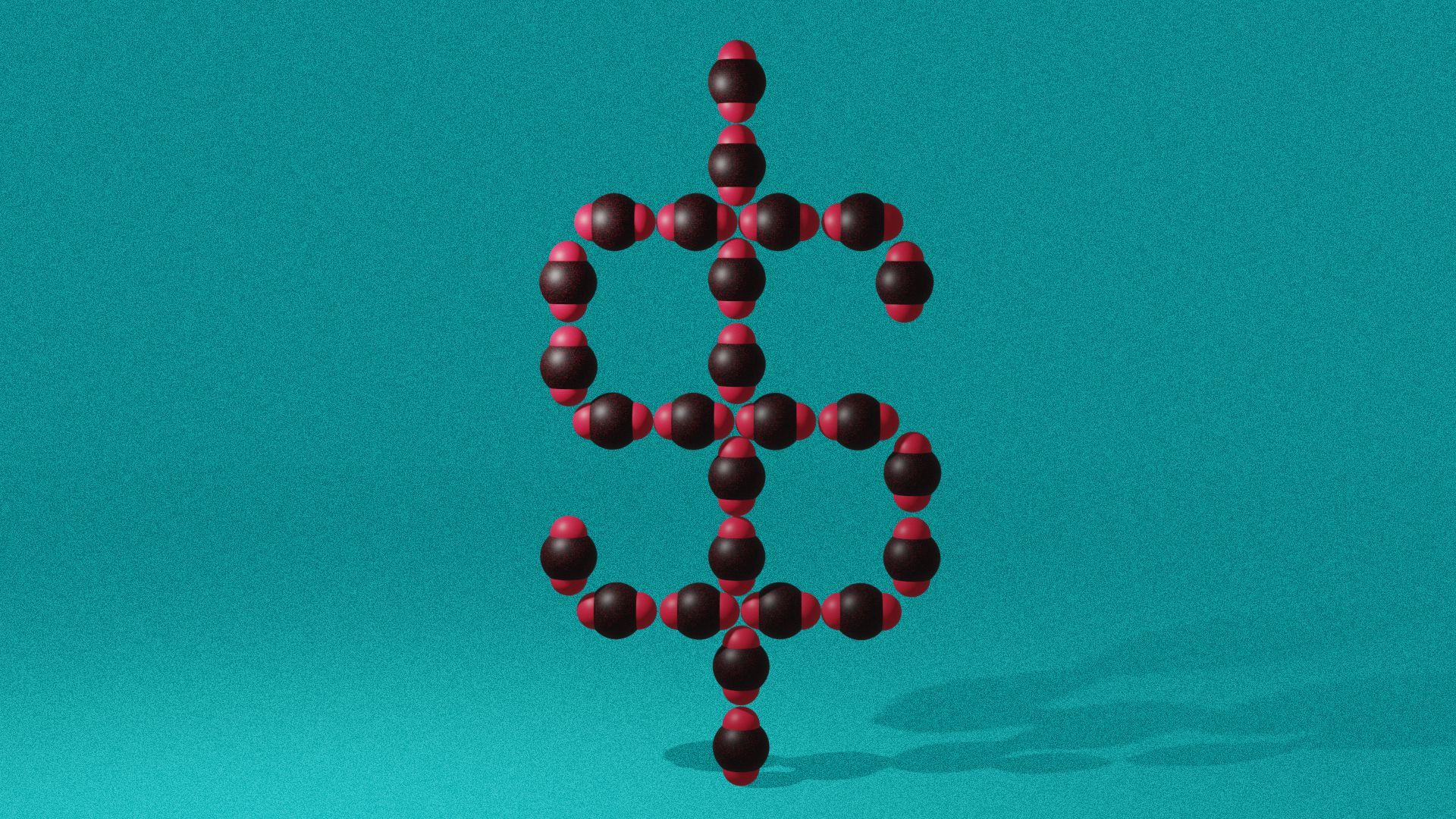 Illustration of a dollar sign made out of carbon molecules.