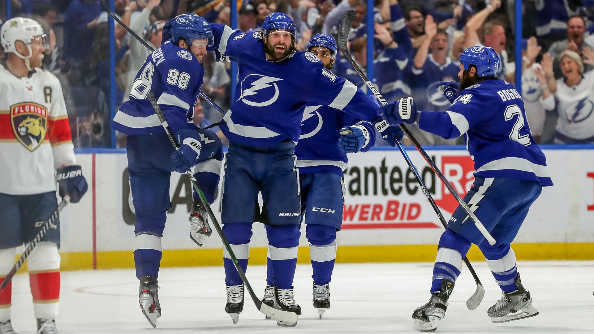 Lightning celebrating