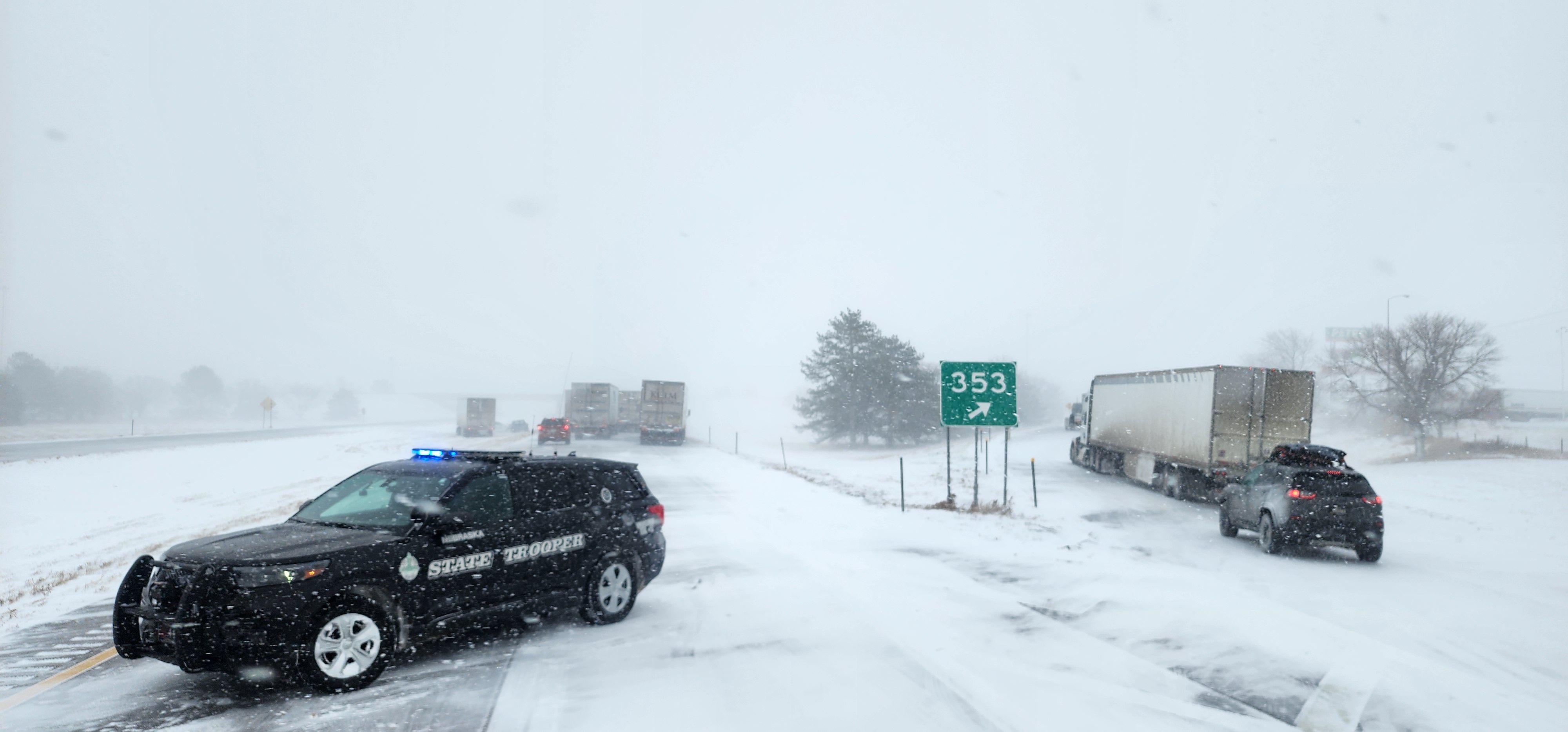 Trucks and cars along the I-80