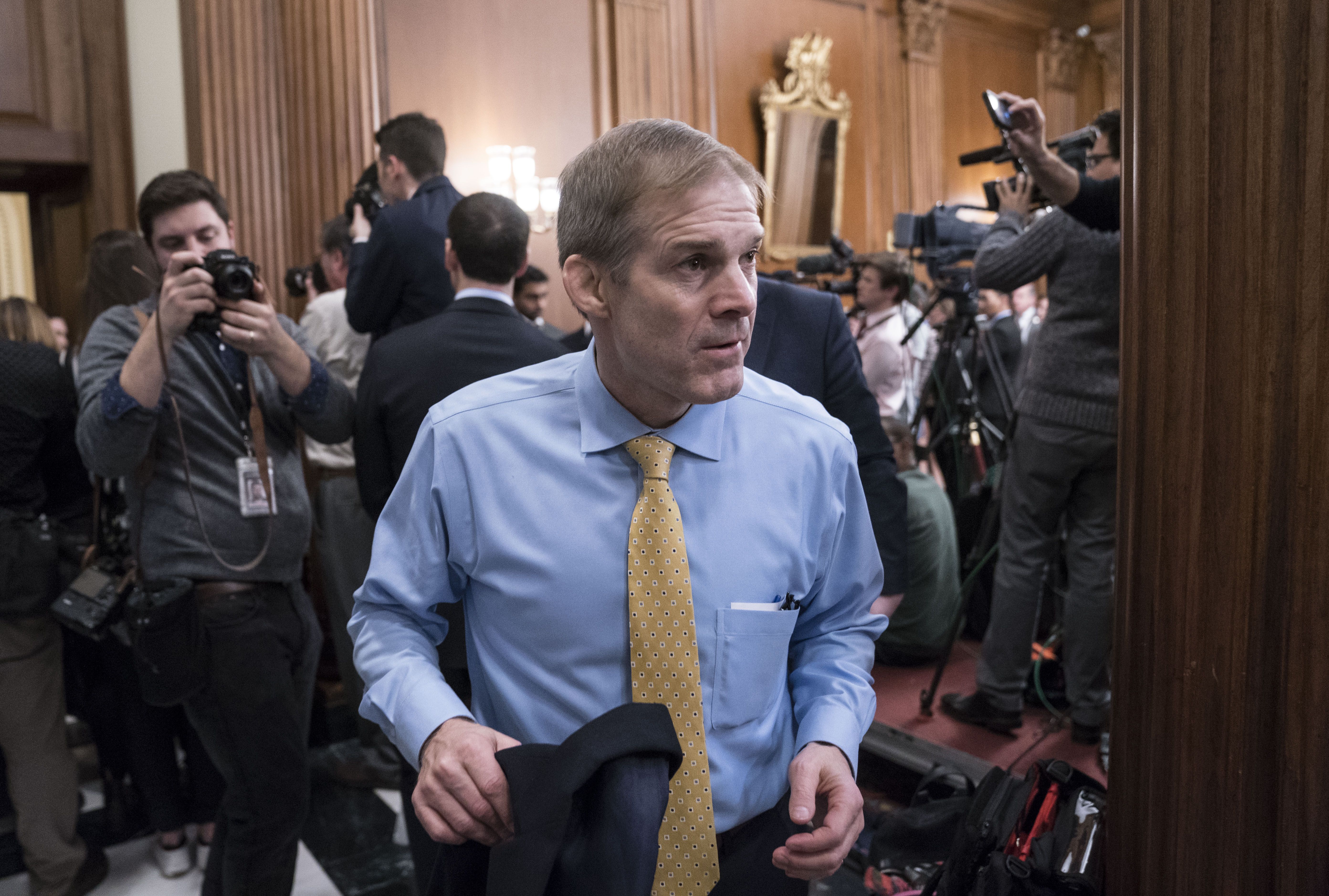 ep. Jim Jordan, (R-OH) is seen following the House of Representatives vote to impeach President Donald Trump on December 18
