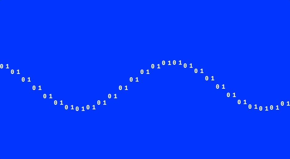 Animated illustration of a wave of binary code.
